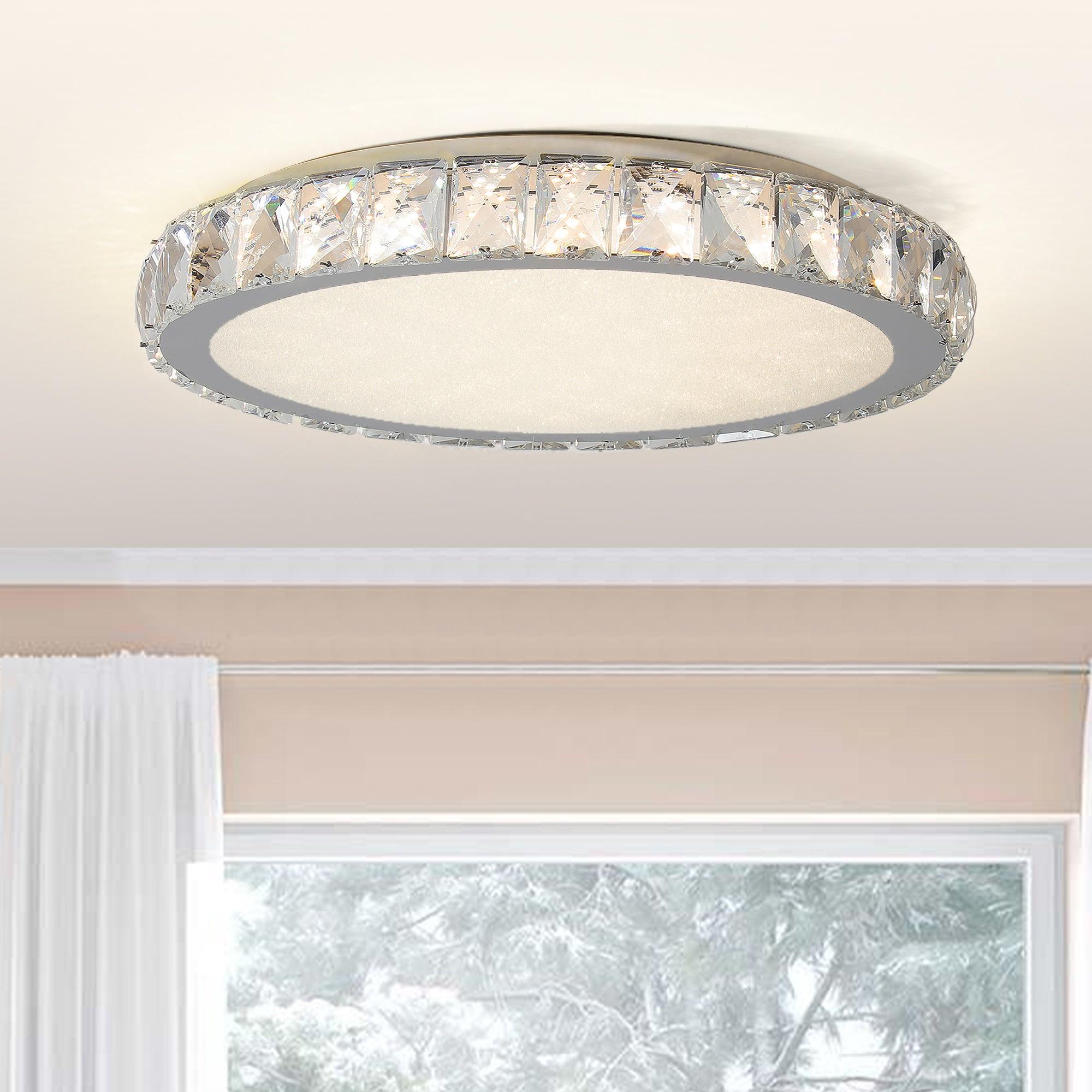 19.7 Inch Crystal LED Ceiling Light - 45W Dimmable Modern Flush Mount Fixture - Energy Saving LED Light for Living Room, Bedroom, Kitchen - Perfect for Home, Office & Restaurant Lighting
