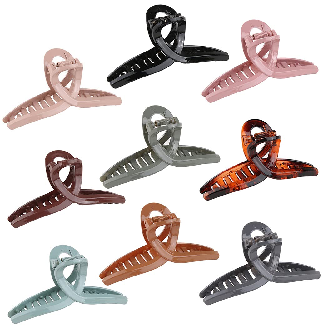 Elegant Acrylic Hair Claw Clips for Women & Girls - 9PCS Non-Slip Hair Barrettes & Jaw Clips - Perfect for Updos, Ponytails & Everyday Hairstyles