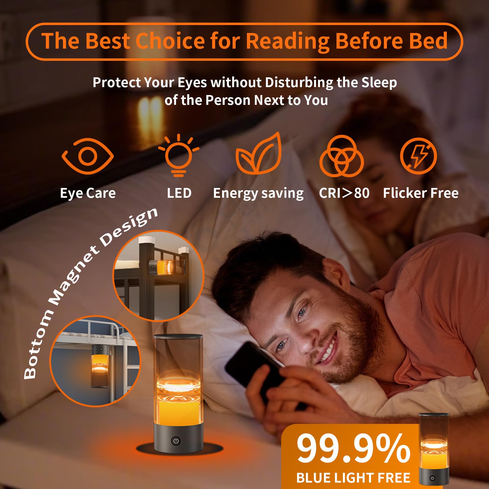 Dimmable Rechargeable LED Night Light for Bedroom - Portable Sleep Aid & Mood Relaxation, Eye Protection - Perfect for Camping, Travel, and Home Use - 2 Pack