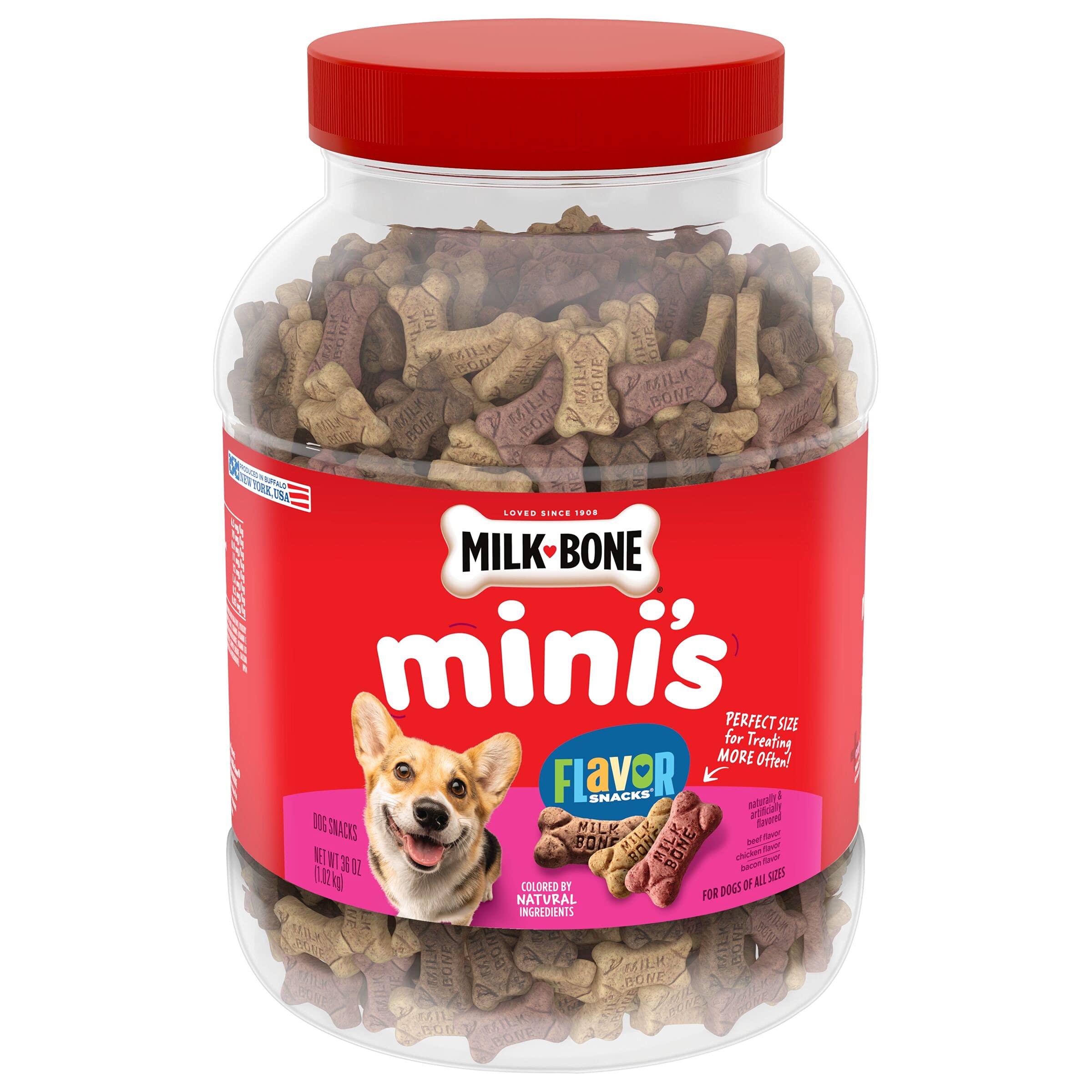 Milk-Bone Mini's Flavor Snacks Dog Treats, 36 Ounce - Crunchy Bite-Sized Training Rewards for Small & Medium Dogs - Perfect for Obedience Training, Positive Reinforcement & On-The-Go Treats