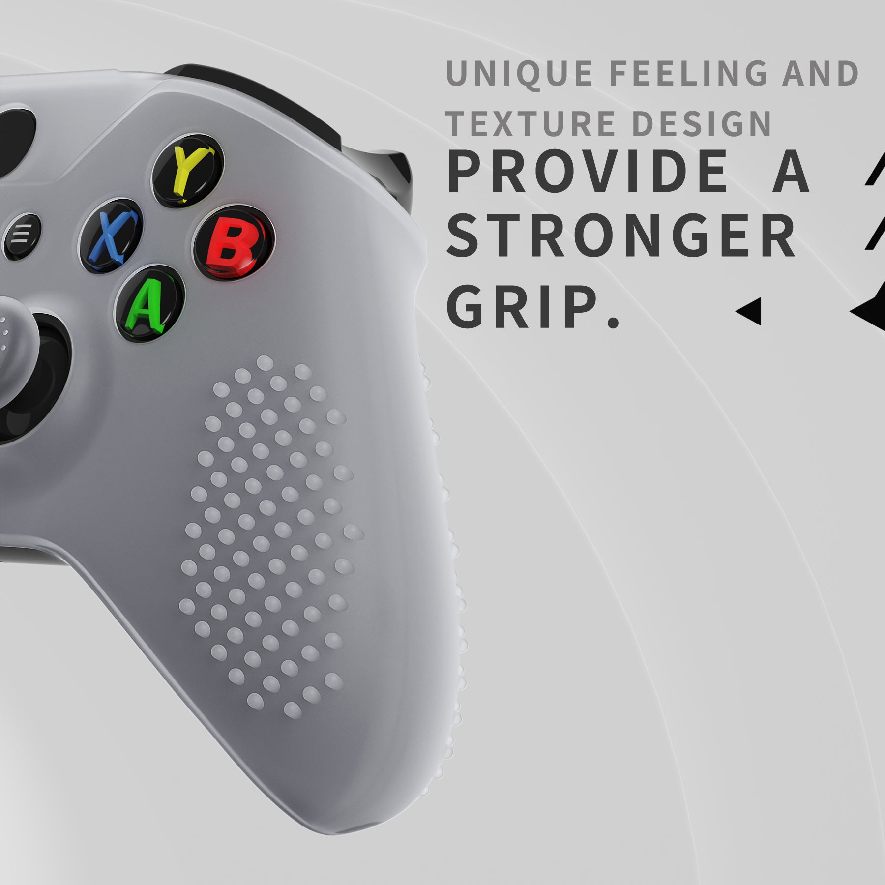 eXtremeRate PlayVital Soft Anti-Slip Silicone Case Cover with Thumb Stick Grip Caps for Microsoft Xbox One X & One S Controller - Semi-Transparent Clear (XBOWP0007GC) - Perfect for Gaming, Protection & Enhanced Grip During Long Play Sessions