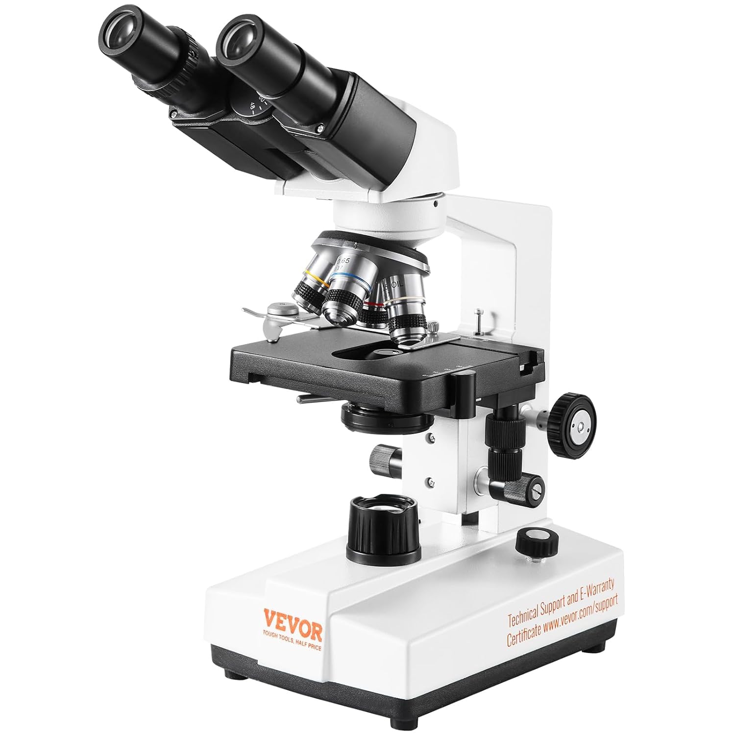 VEVOR Binocular Compound Microscope 40X-2500X Magnification with LED Light, Phone Adapter & Prepared Slides - Professional Lab Microscope for Adults, Students, Biology, Classroom & Home Science Experiments