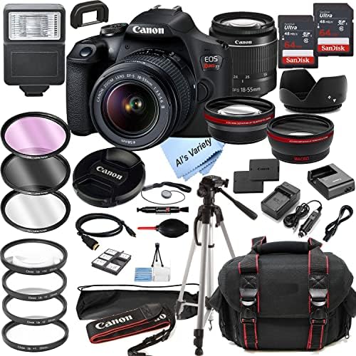Canon EOS Rebel T7 DSLR Camera Bundle with EF-S 18-55mm Lens, 128GB Memory Card, Case, Tripod & 36pc Filter Kit - Perfect for Photography Beginners, Travel & Family Events