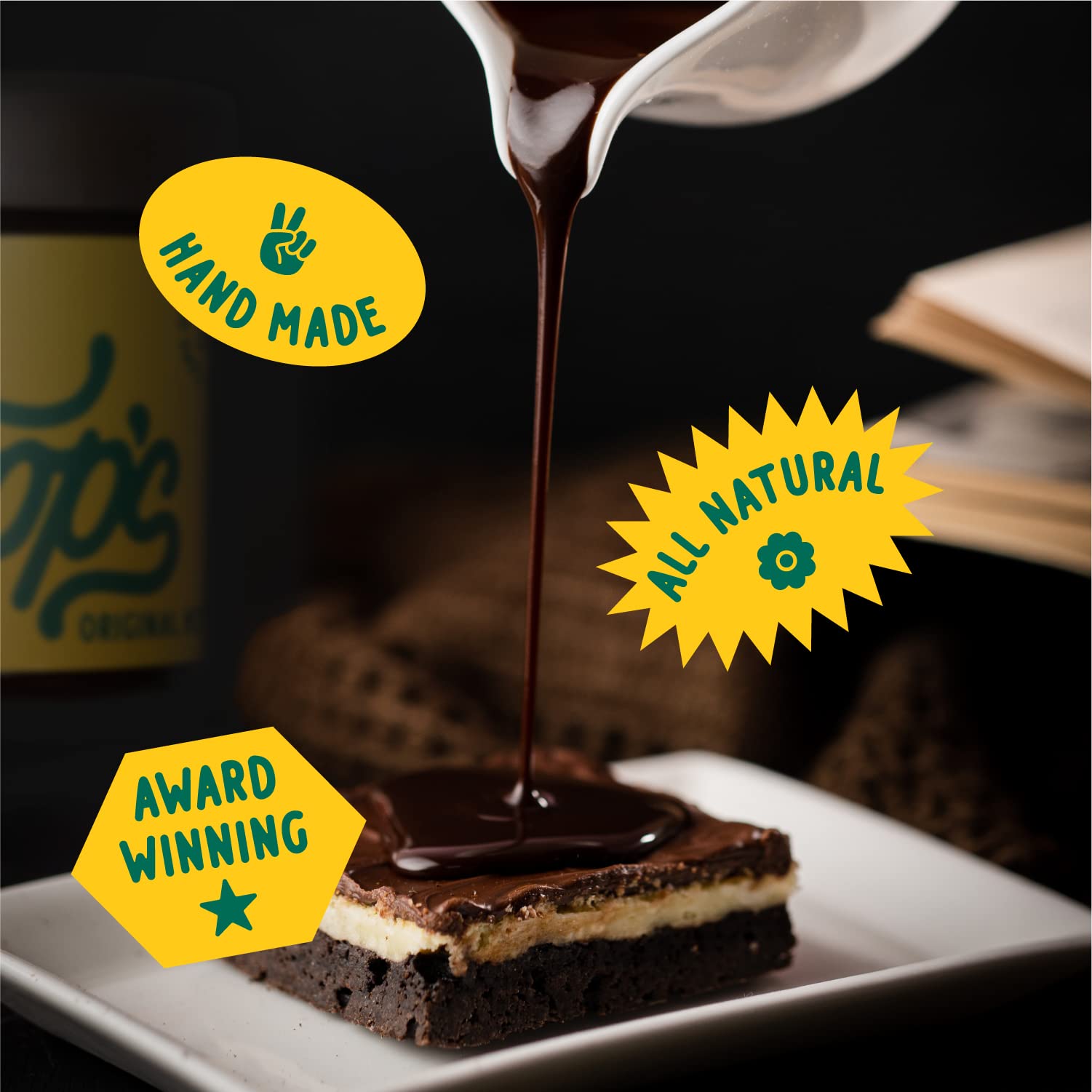 Coop's Original Hot Fudge Sauce - Gourmet All Natural Chocolate Topping for Ice Cream, Sundaes & Desserts | Gluten Free, Non-GMO, Handcrafted | 10 Oz Jar - Perfect for Parties, Family Gatherings & Sweet Treats