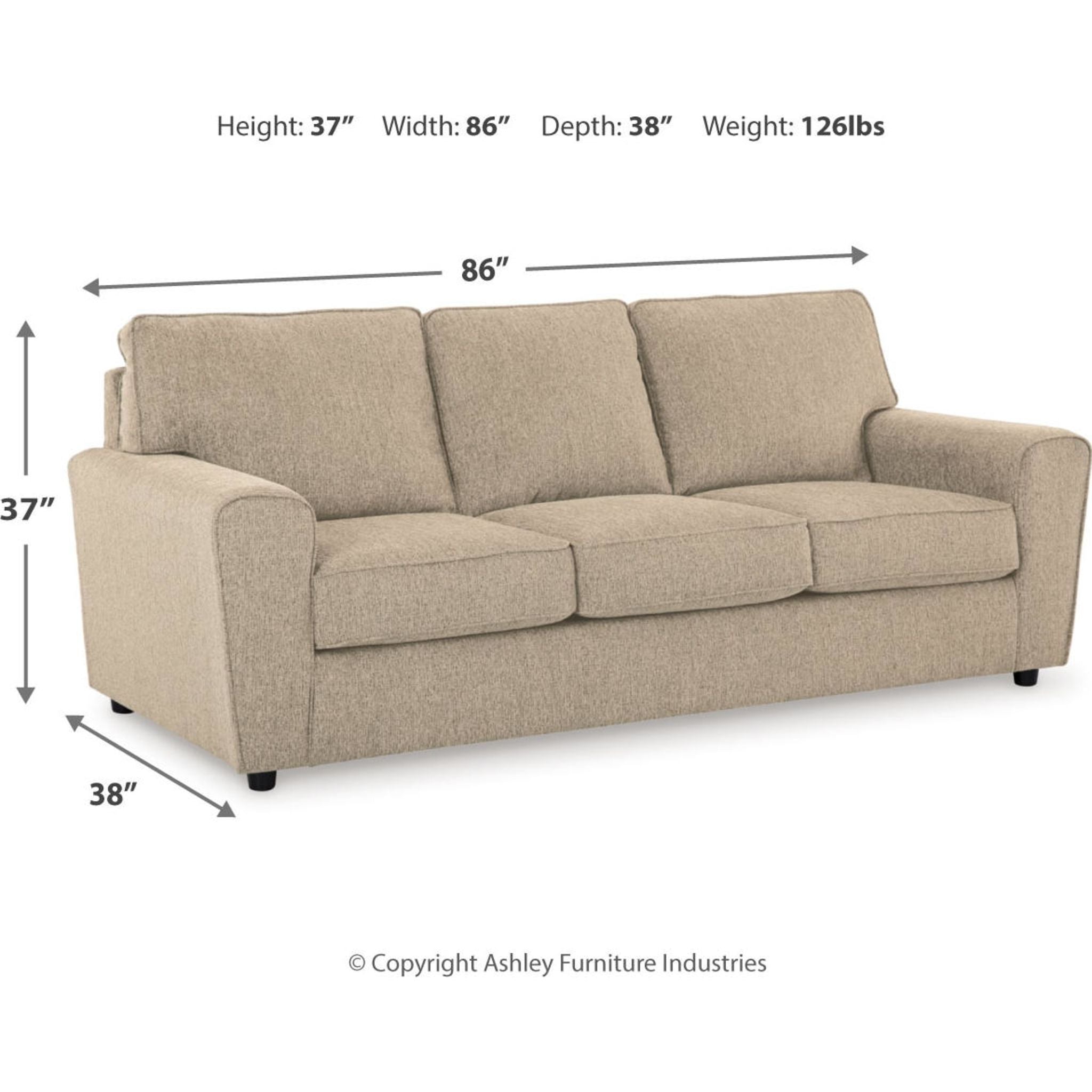 Arlis Sofa Cobalt Blue - Modern Mid-Century Fabric Sofa for Living Room, Lounge & Office - Comfortable & Stylish Home Furniture