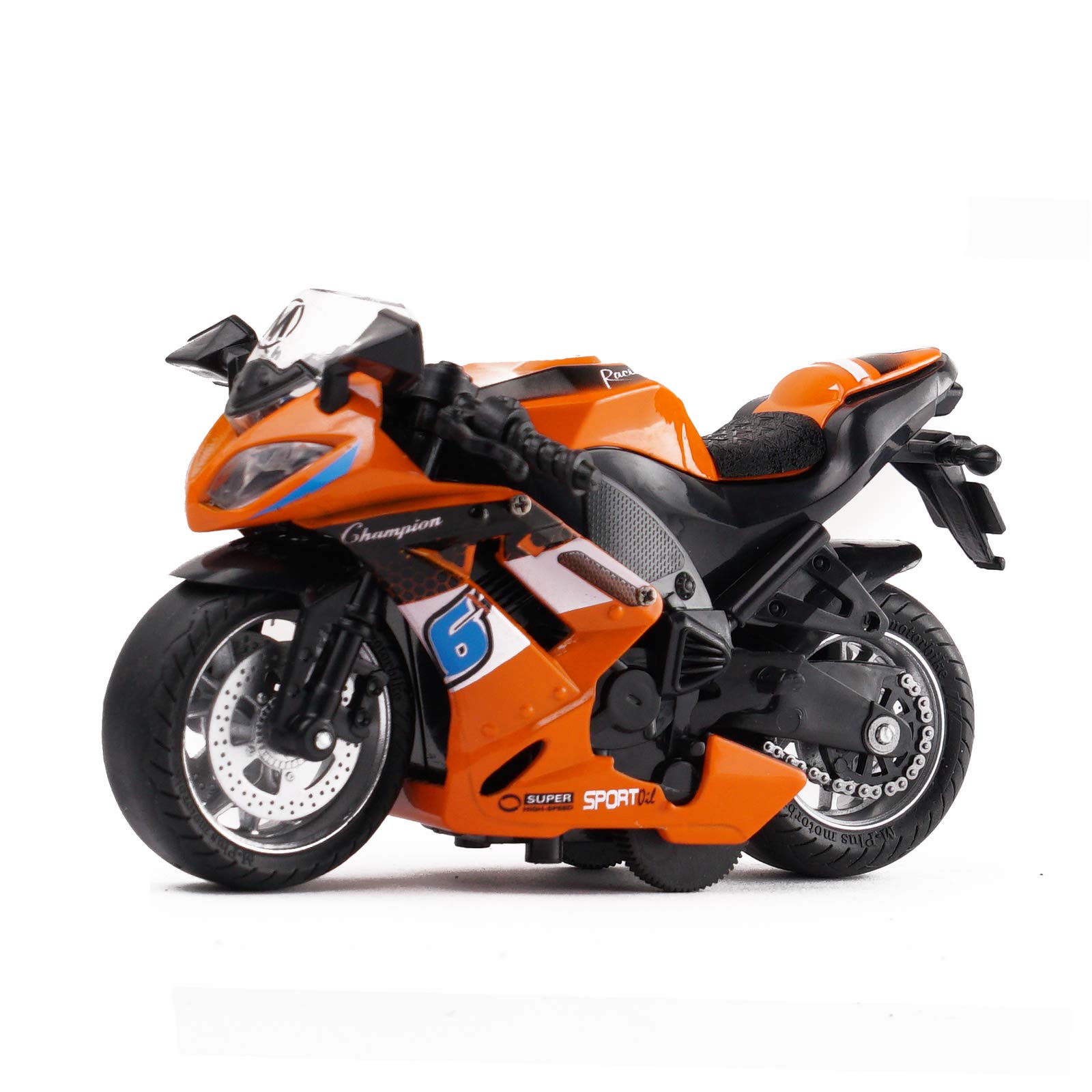 **Diecast Motorcycle Toy with Light & Sound - Realistic Toy Motorcycle for Boys & Kids Ages 3-9 - Fun Ride-On Play Vehicle for Indoor & Outdoor Adventures (Orange)**