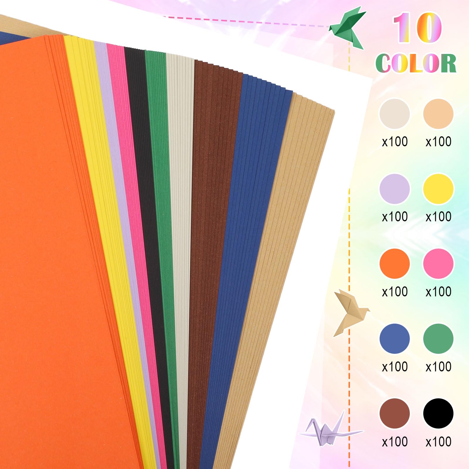 Sherr Construction Colored Cardstock Paper - 1000 Sheets A4 9x12 Inch Heavyweight Craft Paper for Kids, School Supplies & Art Projects | Bright Colors for Scrapbooking, DIY Crafts & Classroom Activities