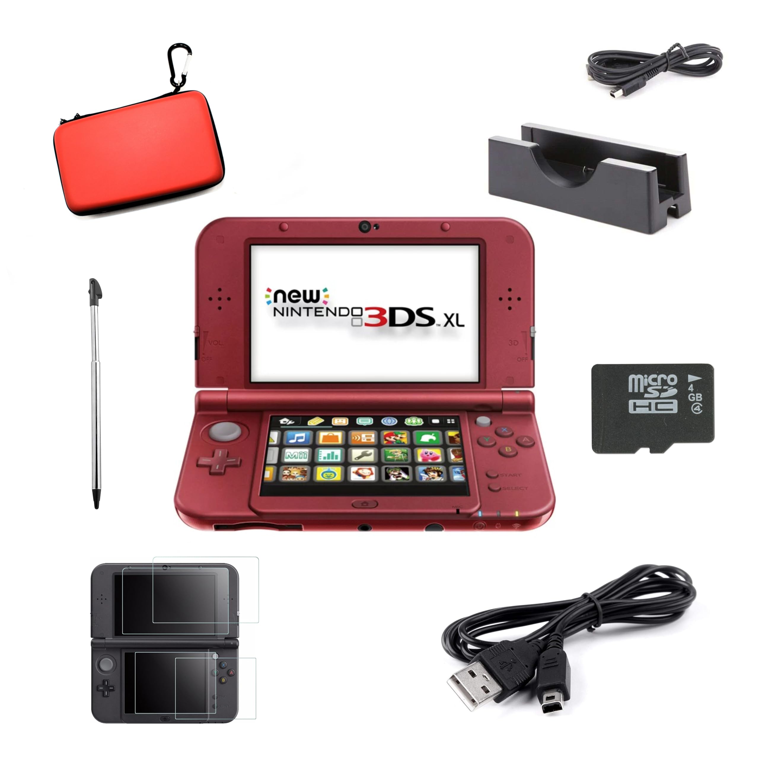 Nintendo New 3DS XL Red Premium Bundle (Renewed) - Portable Gaming Console for Kids & Adults | Perfect for Travel, Commuting & Home Entertainment