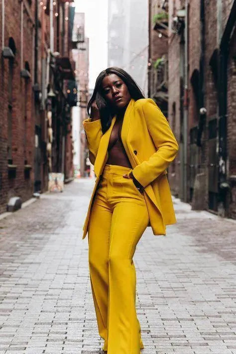 Stylish Mustard Pantsuit for Women - Perfect for Office Wear & Business Meetings - Professional Outfit for Career Women