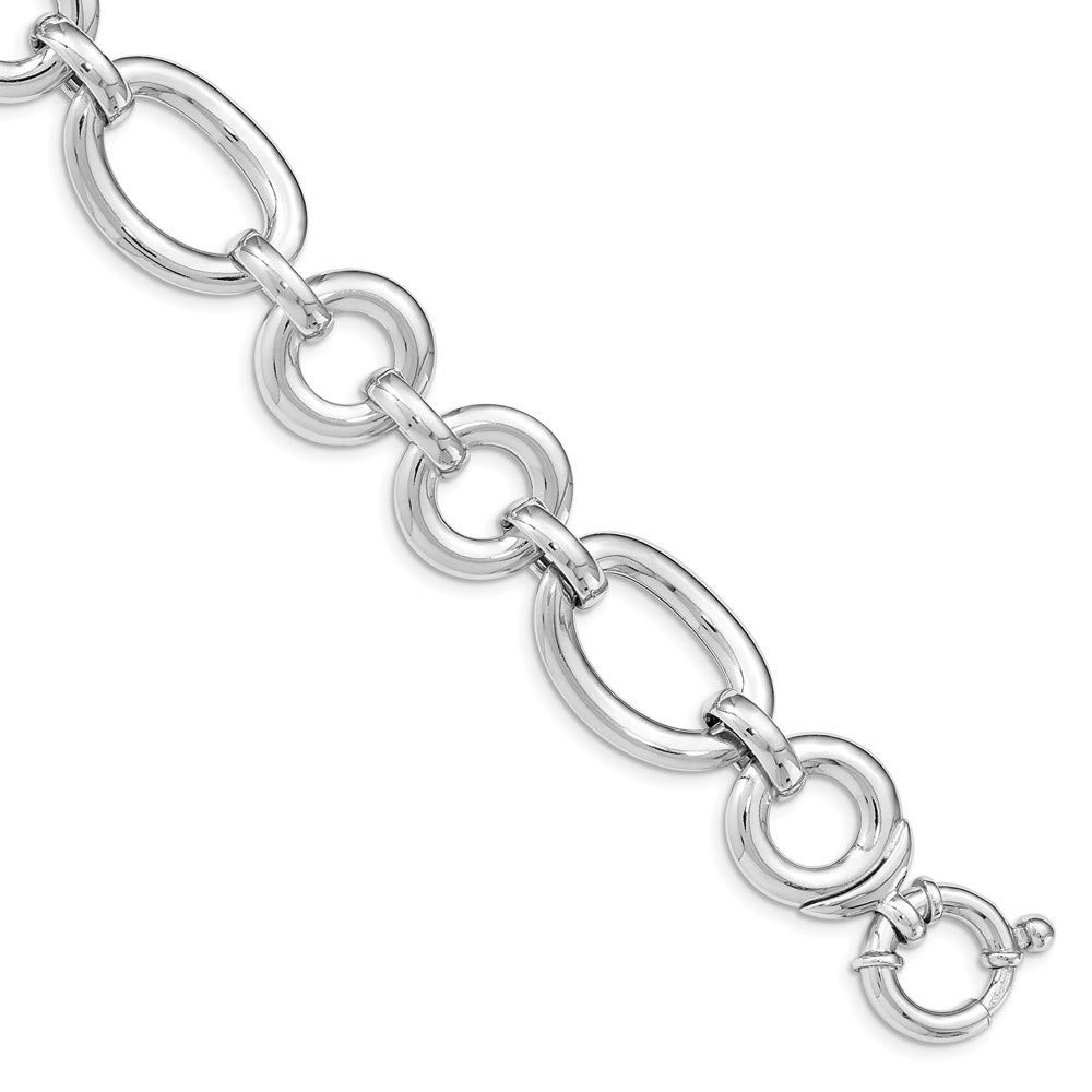 925 Sterling Silver Rhodium Plated Polished Fancy Link Bracelet for Women - 7.75 Inch Elegant Jewelry Gift for Birthday, Anniversary & Special Occasions | Perfect for Parties, Weddings & Everyday Wear