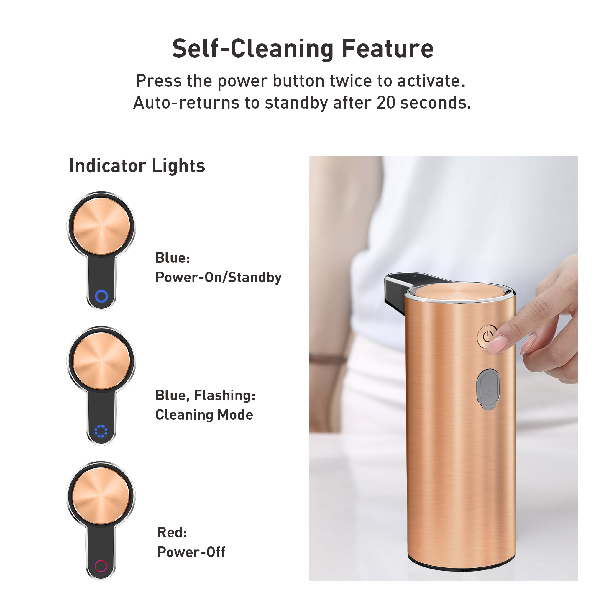 Premium Automatic Smart Soap Dispenser - Touchless, Rose Gold Finish for Bathroom, Kitchen & Office - Hygienic Hand Wash Solution