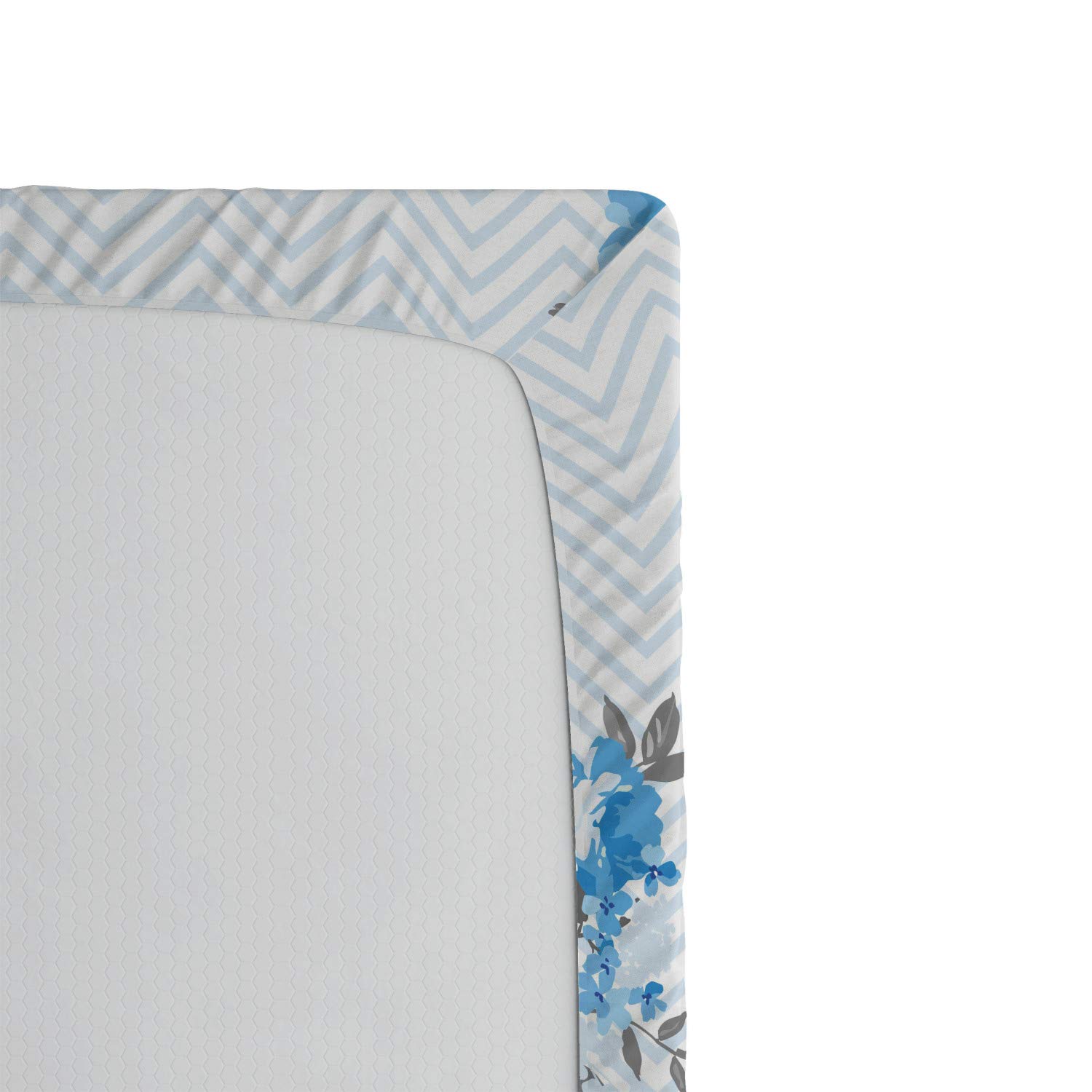 Ambesonne Blue Rose Fitted Sheet - Full Size Deep Pocket Floral Bedding with All-Around Elastic, Romantic Spring Design in Blue Grey - Perfect for Guest Rooms, Master Bedrooms & Spring Home Decor