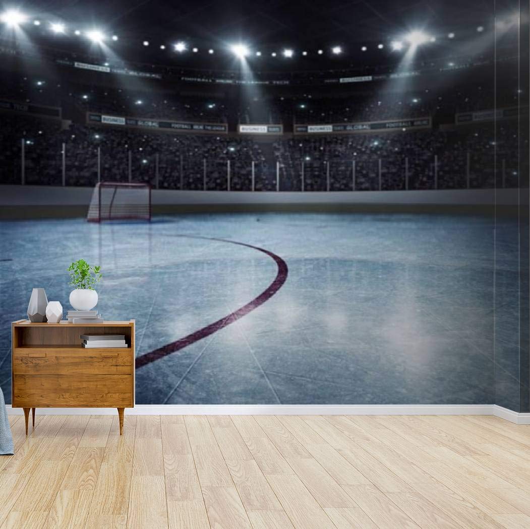 Hockey Arena Canvas Print Wallpaper - Self Adhesive Peel & Stick Wall Mural for Home Decor | Perfect for Living Room, Game Room & Man Cave Wall Art