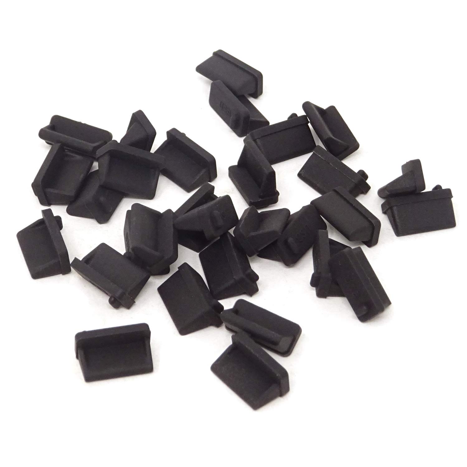 Honbay 30PCS Black Rubber USB Port Covers - Dust Proof Protector for Laptops, Phones, Tablets - Perfect for Home, Office & Travel Use