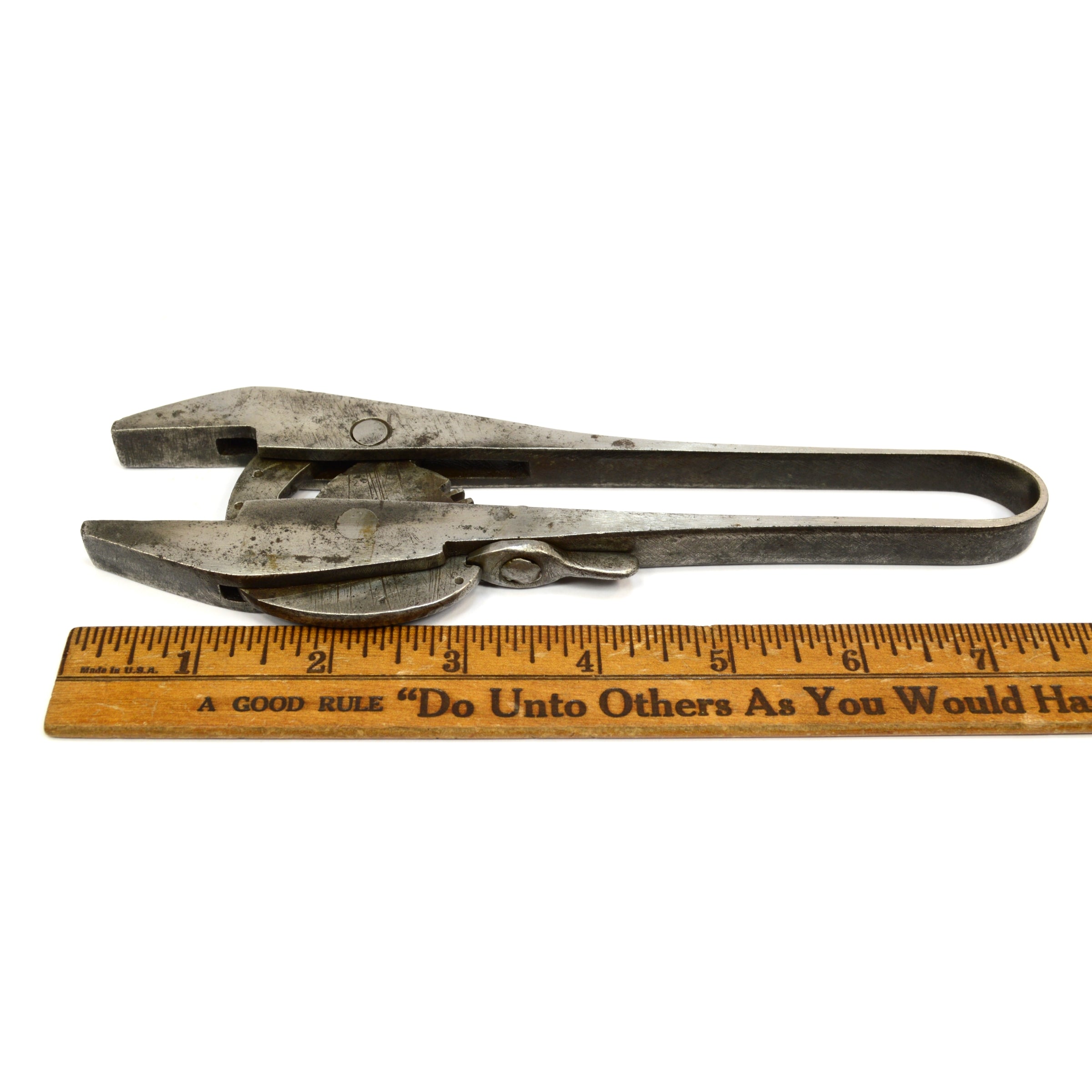 Vintage Adjustable Nut Wrench with Pivot Quick Adjust & Gear Wedge Lock - Rare Antique Tool for Collectors, DIY Projects, and Mechanical Repairs