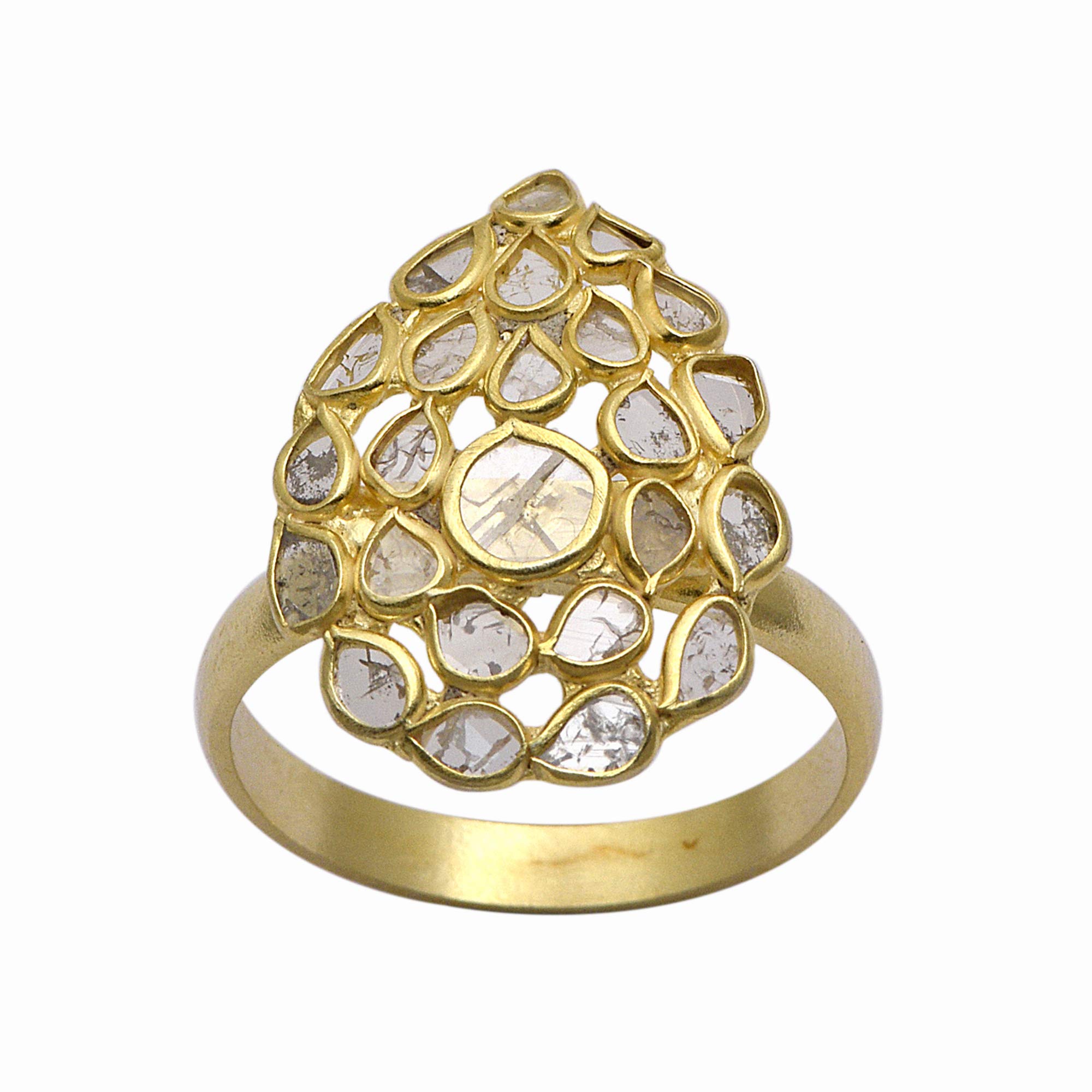 2.50 CTW Sliced Diamond Polki 14K Gold Vermeil Leaf Cluster Wedding Band Ring | Handmade 925 Sterling Silver Engagement Ring for Women | Perfect for Bridal Jewelry, Anniversary Gifts & Special Occasions
