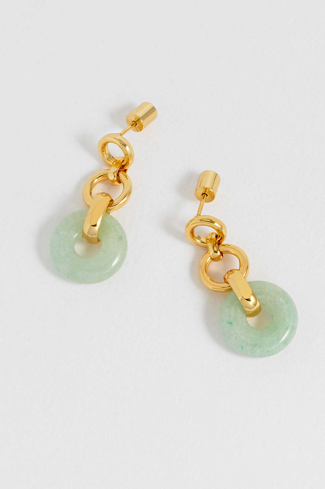 Green Quartz Graduated Round Link Drop Earrings for Women – Elegant Dangle Jewelry for Party, Wedding & Evening Wear
