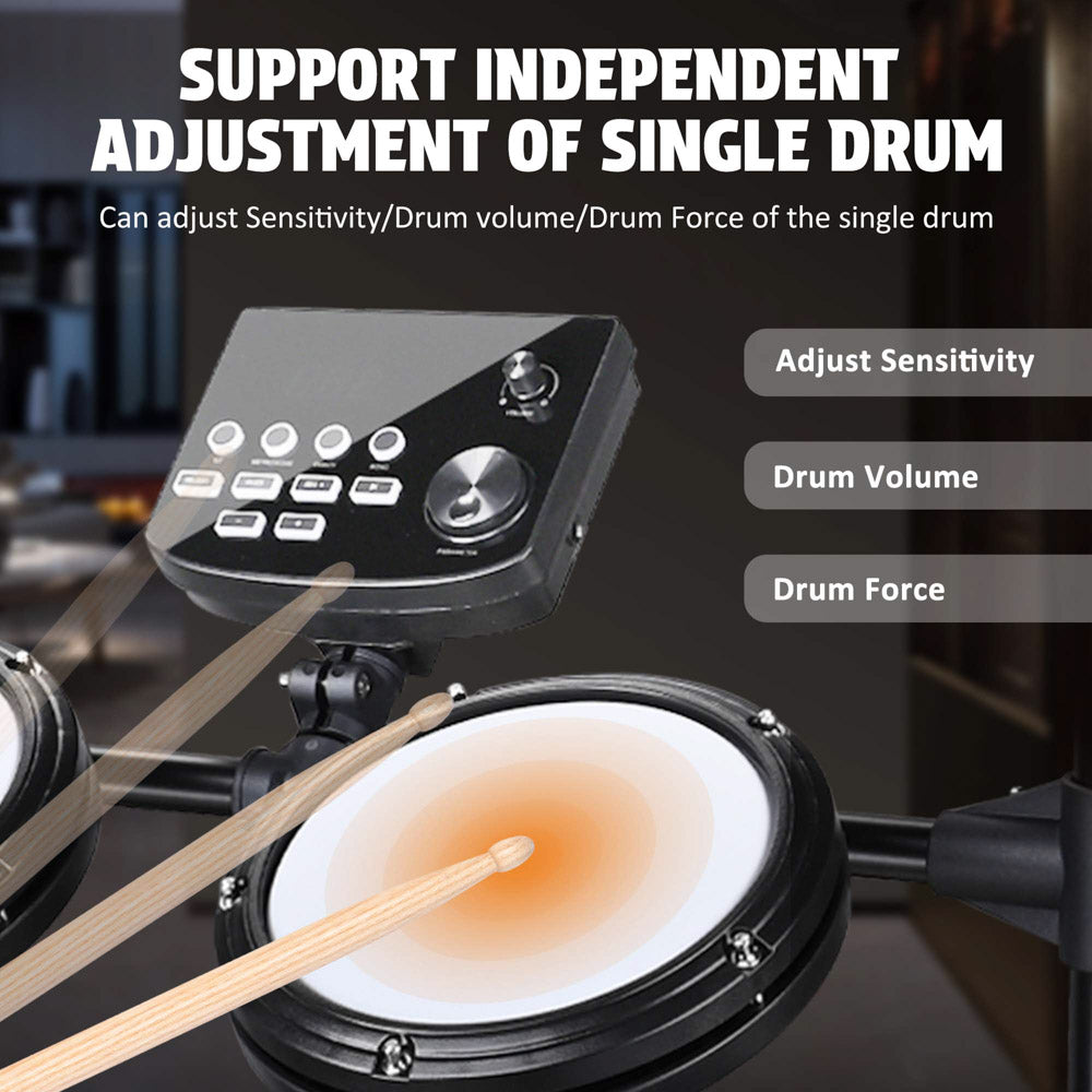 TheLAShop Professional Mesh Electric Drum Set with Headphones - Portable Electronic Drum Kit for Home Practice, Studio Recording & Live Performance