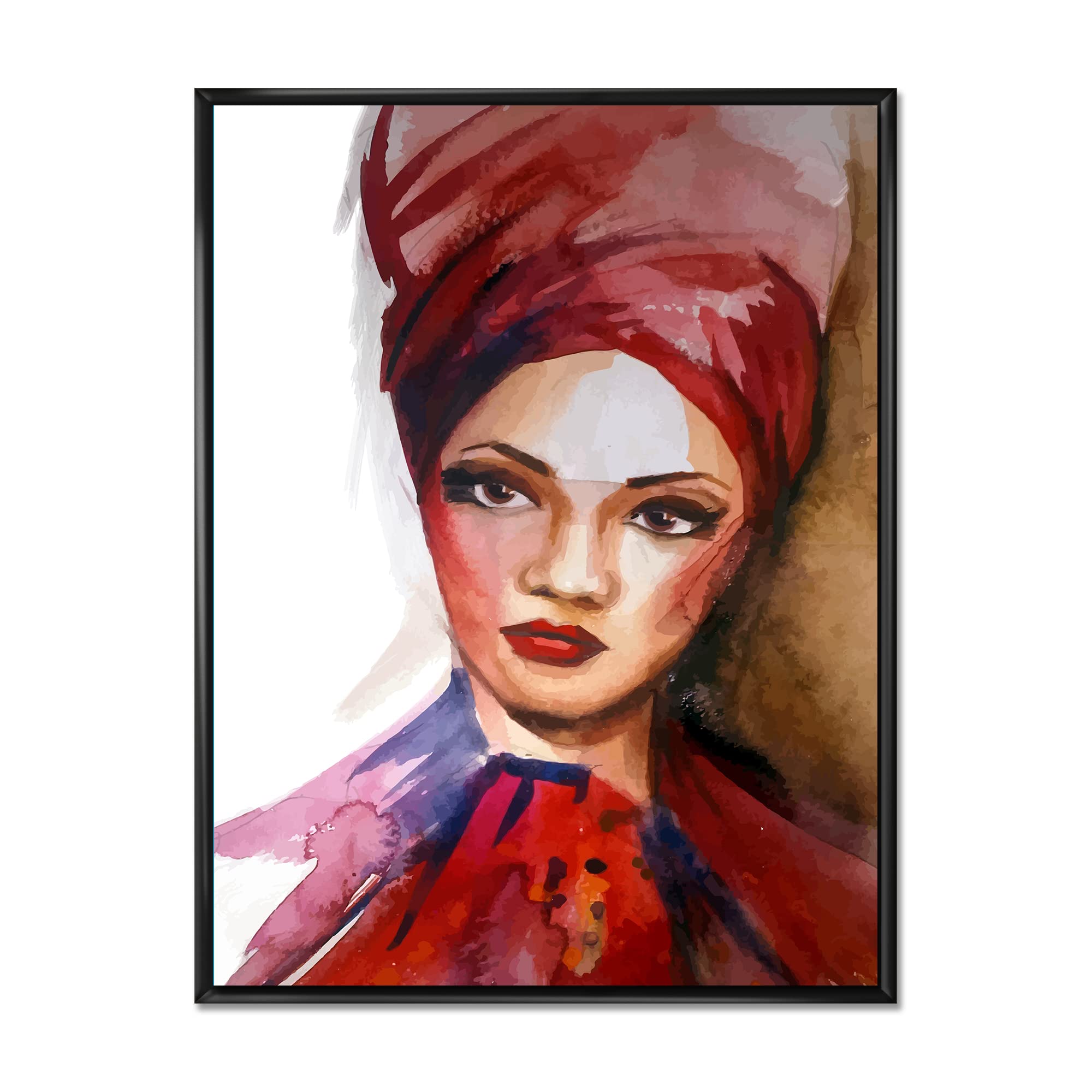 Modern Framed Canvas Wall Art Print - Portrait of Young African American Woman I - Perfect for Living Room, Bedroom & Office Decor