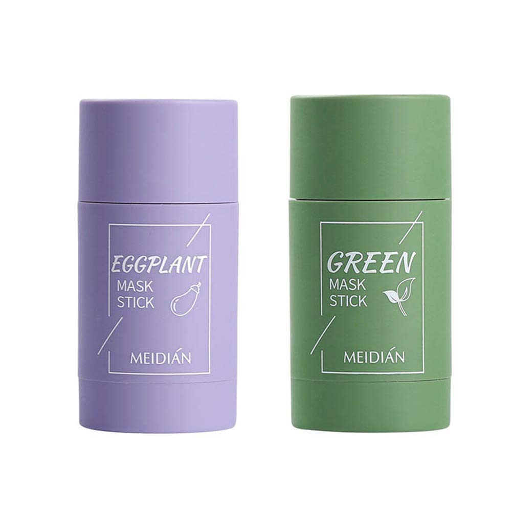 Green Tea & Eggplant Purifying Clay Stick Mask - Oil Control, Deep Pore Cleansing, Blackhead & Acne Treatment for Women | Hydrating & Skin-Improving Face Mask for Daily Skincare & Spa Nights