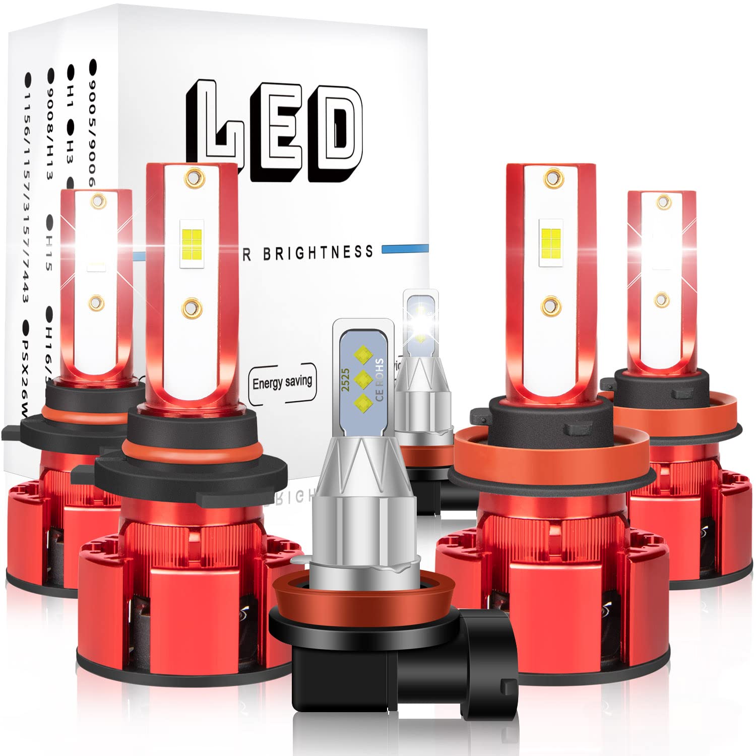 TOYOTA PRIUS (2012-2015) LED Headlight Bulbs Kit - 9005 High Beam & H11 Low Beam Headlamps + H11 LED Fog Lights - 6000K Cool White - Plug & Play with Cooling Fan - Pack of 6 - Perfect for Night Driving & Foggy Conditions