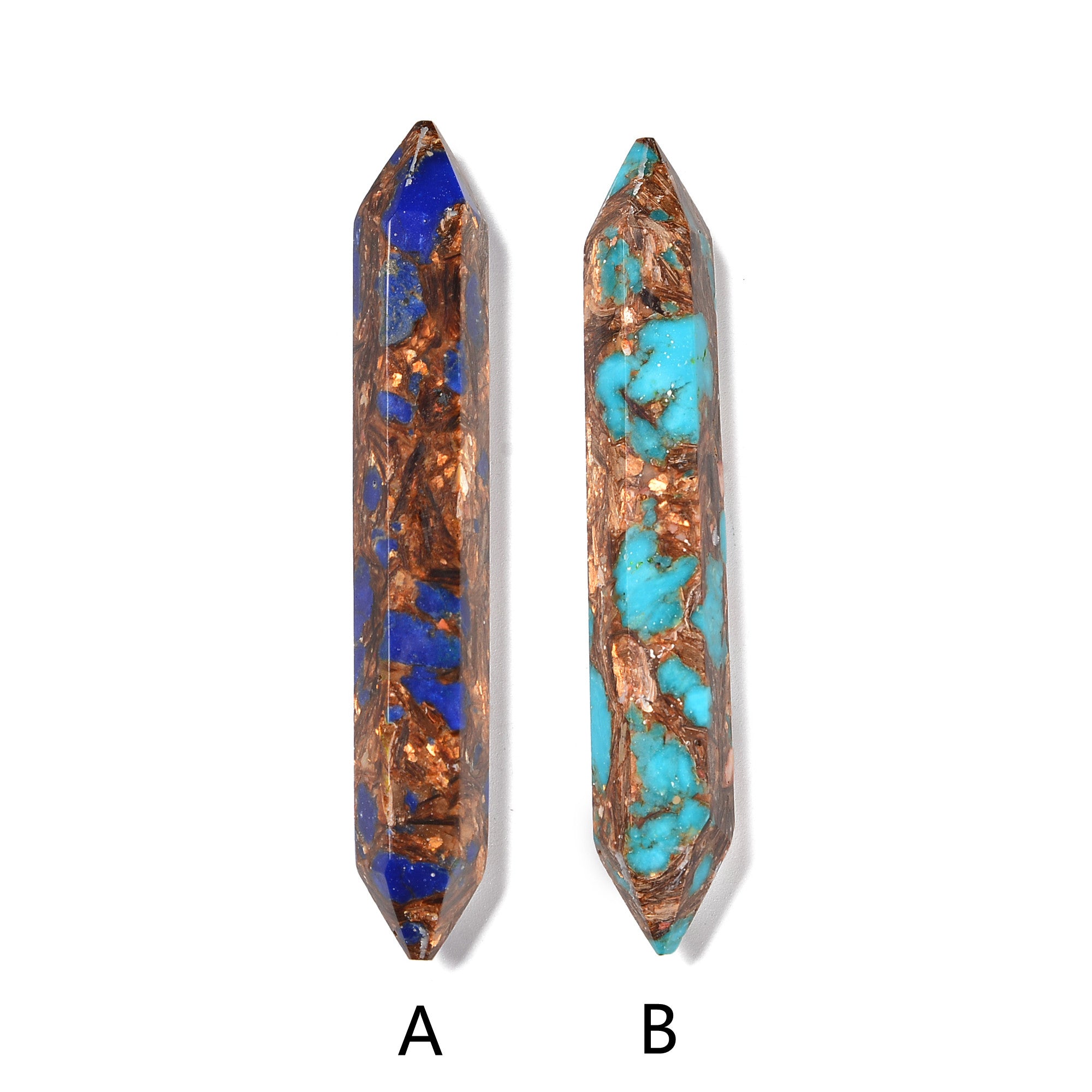 Natural Bronzite Lapis Turquoise Double Point Crystal - 15x100mm Healing Stone for Meditation, Reiki & Energy Work - Sold Individually - Perfect for Jewelry Making & Spiritual Decor