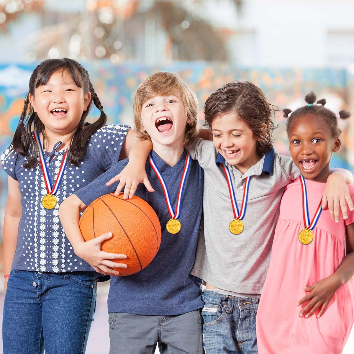 40-Piece Bulk Plastic Gold Winner Award Medals for Sports, Games, Competitions - Party Favors & Decorations - Perfect for School Events, Tournaments, and Birthday Celebrations