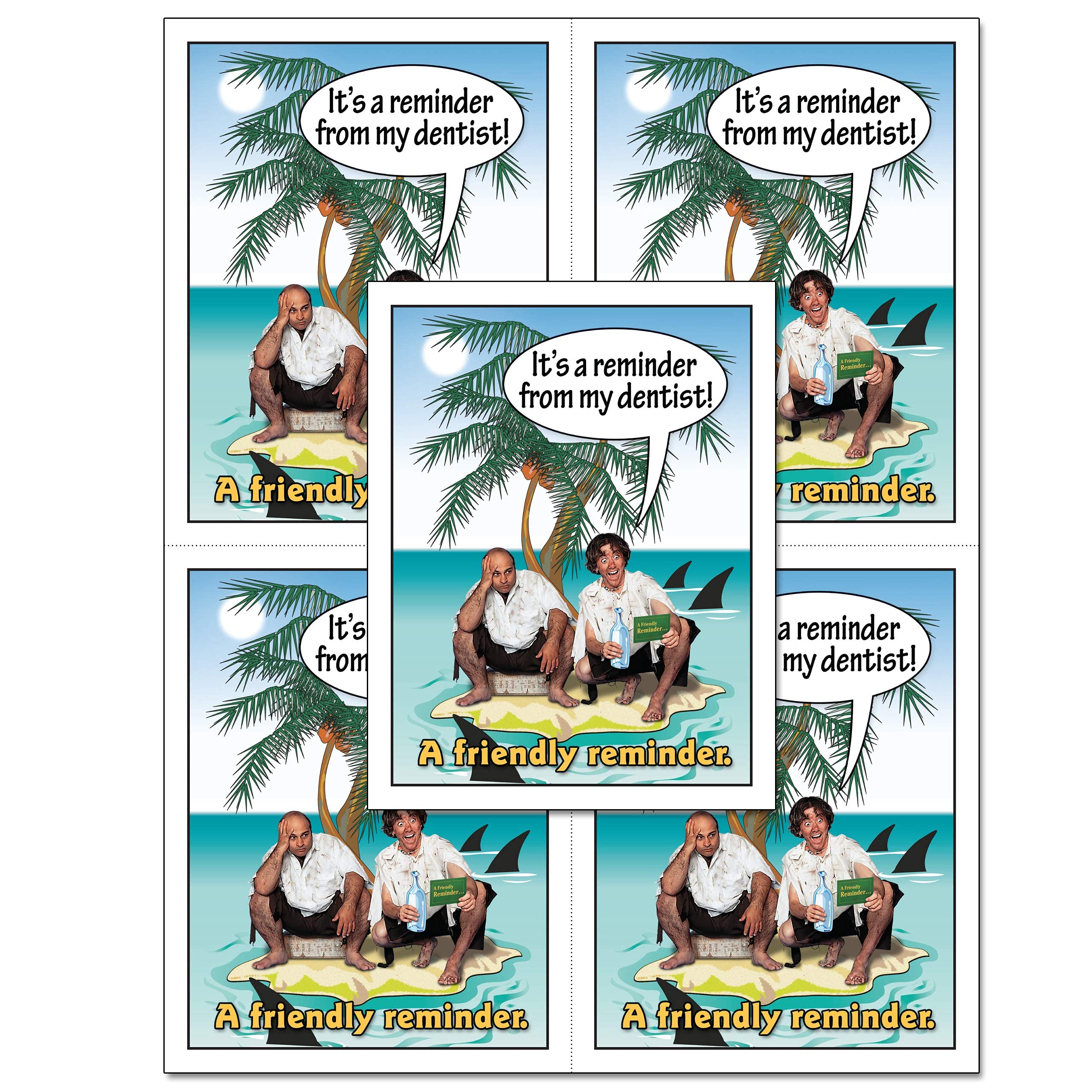 Dental Appointment Reminder Postcards - 4 Perforated Cards per Sheet (4.25