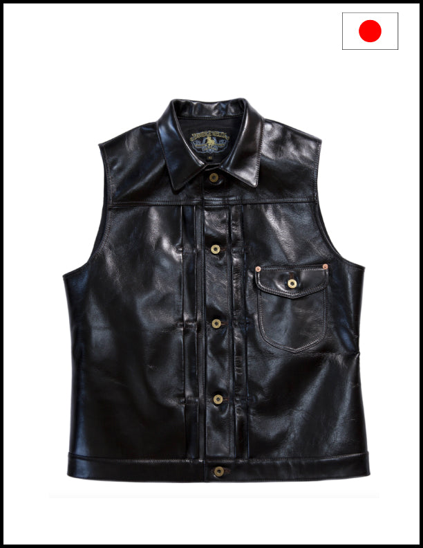 Double Helix Western Cowboy Tea Core Leather Horsehide Vest for Men - Vintage Biker Jacket for Motorcycle Riding & Country Style Outfits
