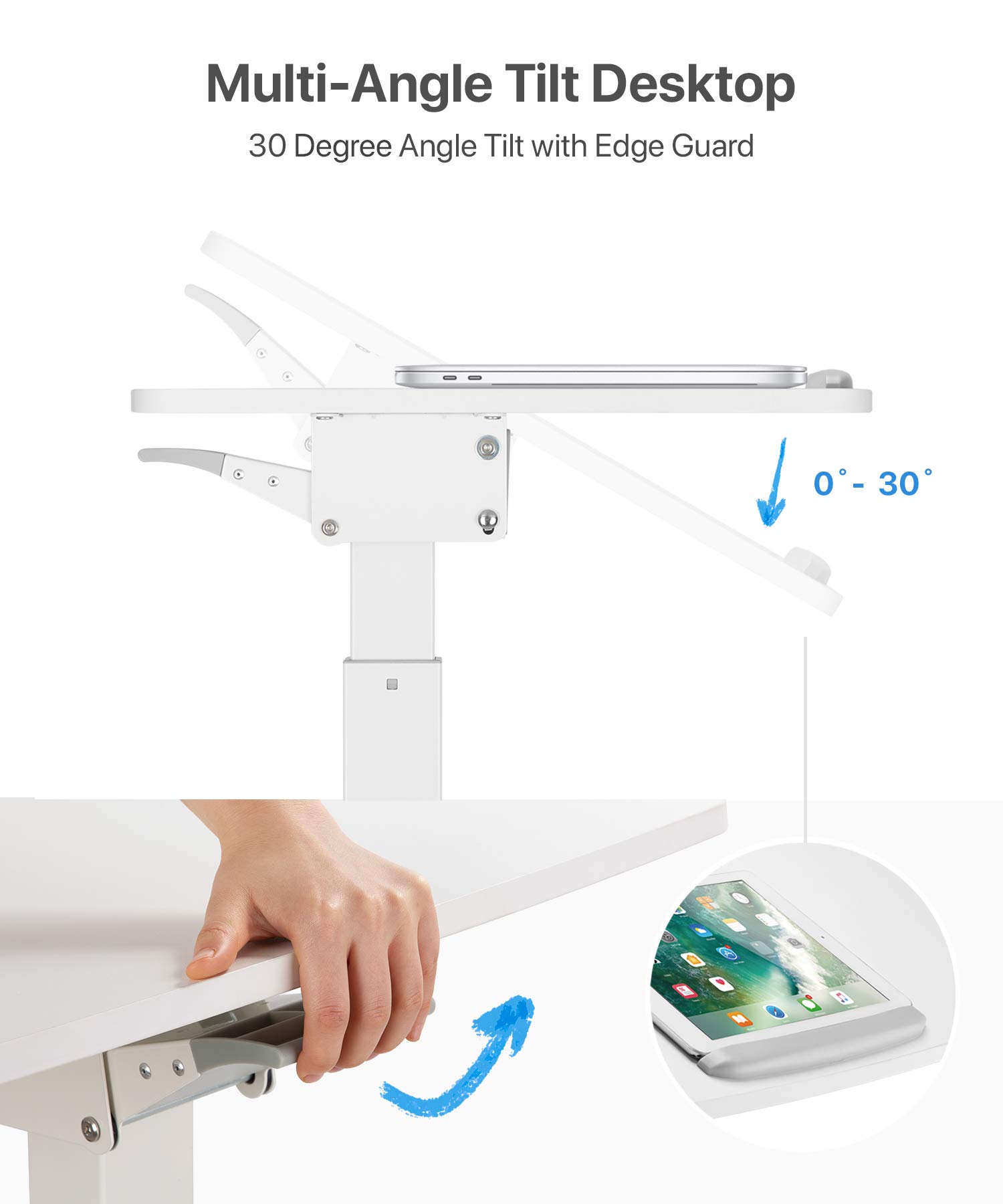 Adjustable Mobile Podium Stand with Wheels - Pneumatic Standing Desk & 30° Tilting Top, Portable Lectern for Lectures, Meetings, Home Office & Computer Work - White (Ideal for Classrooms, Conferences & Remote Work)