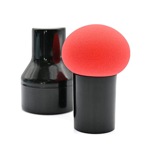 Dolovemk Makeup Puff Brush with Handle - Mushroom Head Powder Puff & Makeup Sponge Blender with Cover - Perfect for Foundation, Concealer & Powder Application
