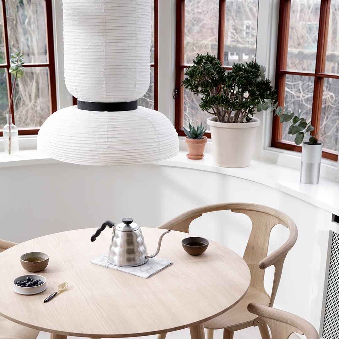 Formakami JH3 Pendant Light - Modern Paper Pendant Lamp for Dining Room, Living Room & Bedroom | Scandinavian Style Hanging Light Fixture with Rattan Shade