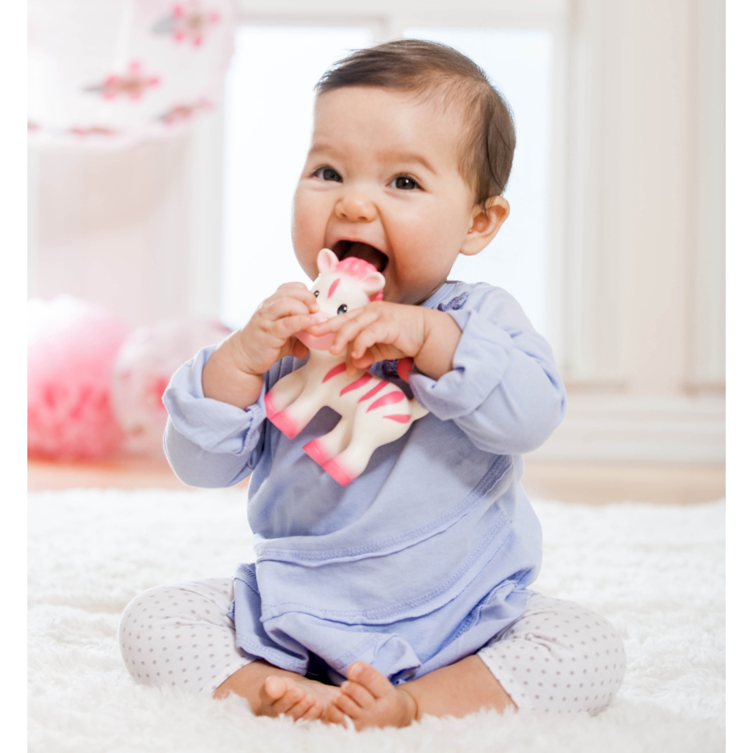 Infantino Teether Toy for Babies - Soft Squeeze & Chew Zebra Teether for Soothing Sore Gums | Perfect for Teething Relief, On-the-Go Play & Sensory Development