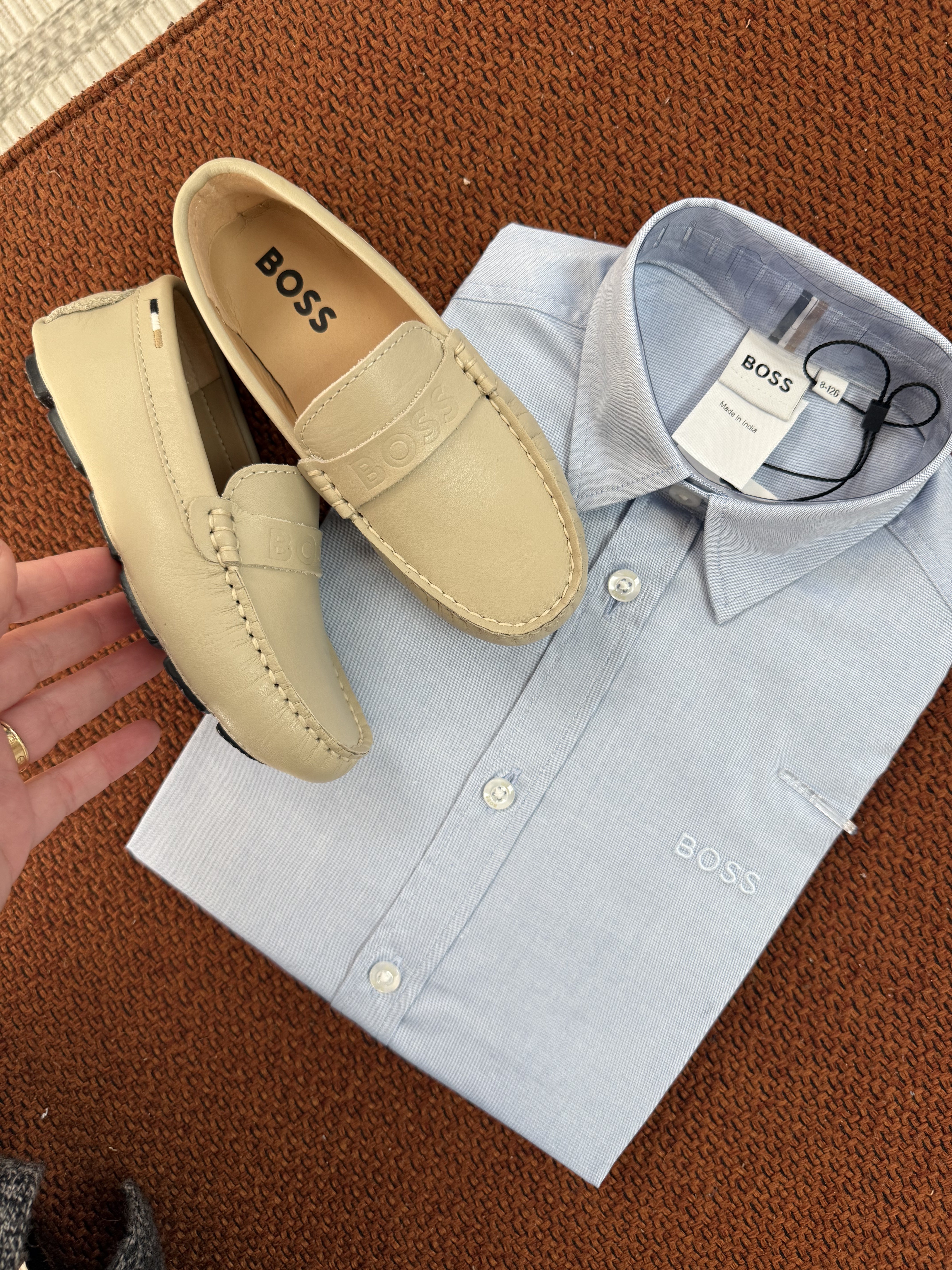 Hugo Boss Men's Stone Logo Loafers | Premium Leather Slip-On Dress Shoes for Business & Casual Wear | Comfortable & Stylish for Office, Travel & Special Occasions