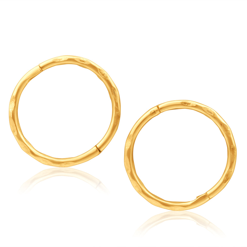 9ct Yellow Gold 10mm Faceted Sleepers Earrings for Women - Hypoallergenic Stud Earrings for Sensitive Ears - Perfect for Everyday Wear, Gifts & Special Occasions