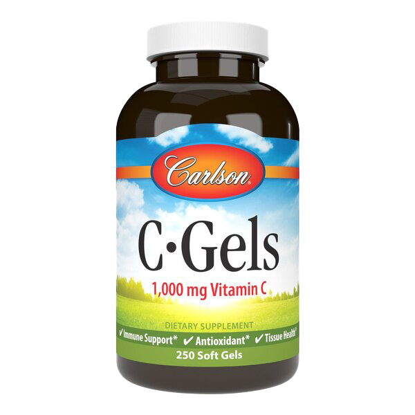 Carlson Labs Vitamin C Gels 1000mg - 250 Softgels for Immune Support & Antioxidant Benefits | Daily Supplement for Adults & Kids