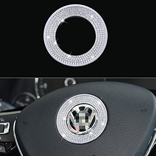 KORUIPEI Rhinestone Diamond Steering Wheel Emblem - Bling Car Accessories for VW Volkswagen (Jetta, Passat, Golf, Tiguan, Arteon, Atlas) - Elegant Interior Decal Sticker for Women - Perfect for Daily Commute & Luxury Car Customization