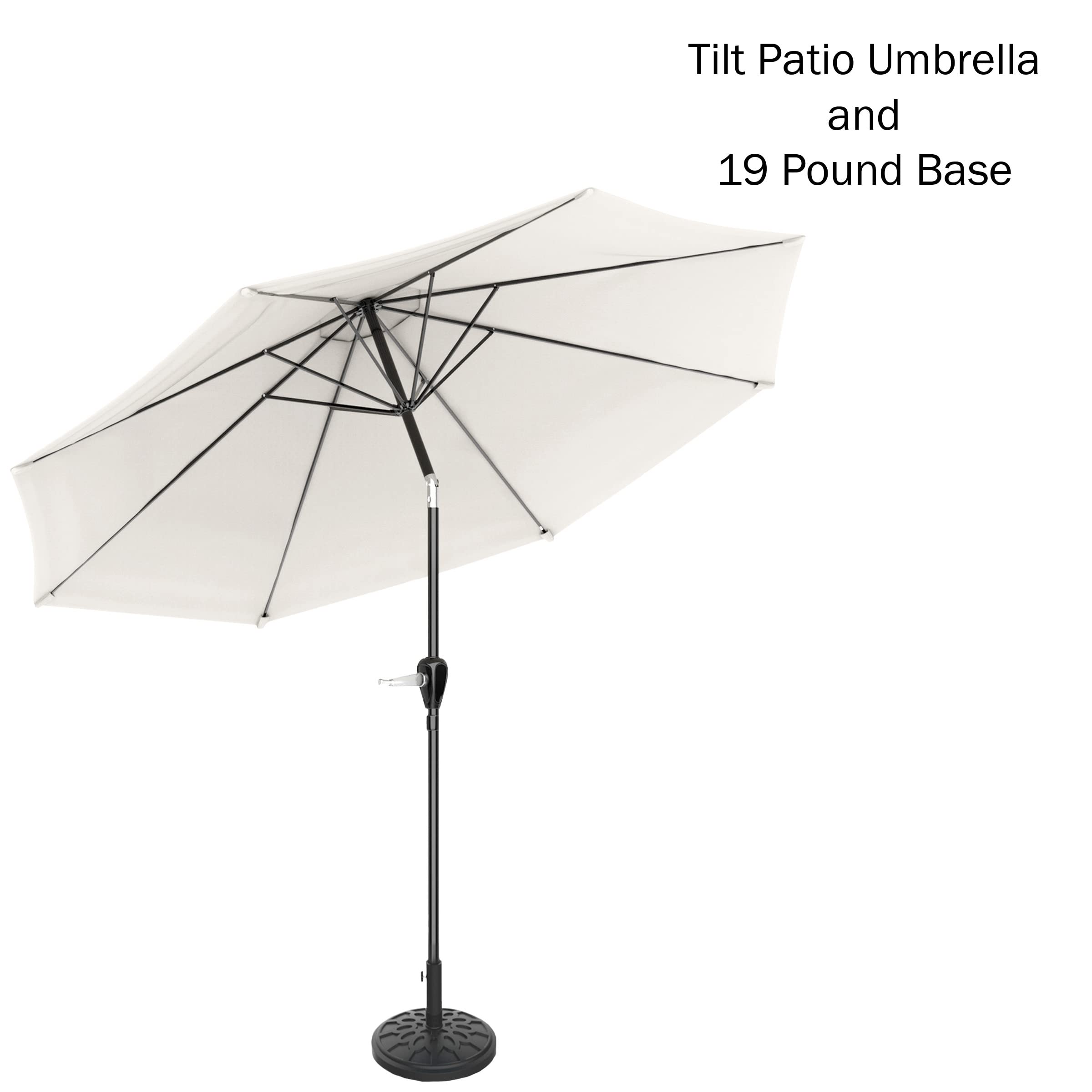 Pure Garden Patio Umbrella - 10ft Outdoor Market Umbrella with Crank Lift & Tilt, UV Protection for Deck, Poolside, Backyard, and Beach Use