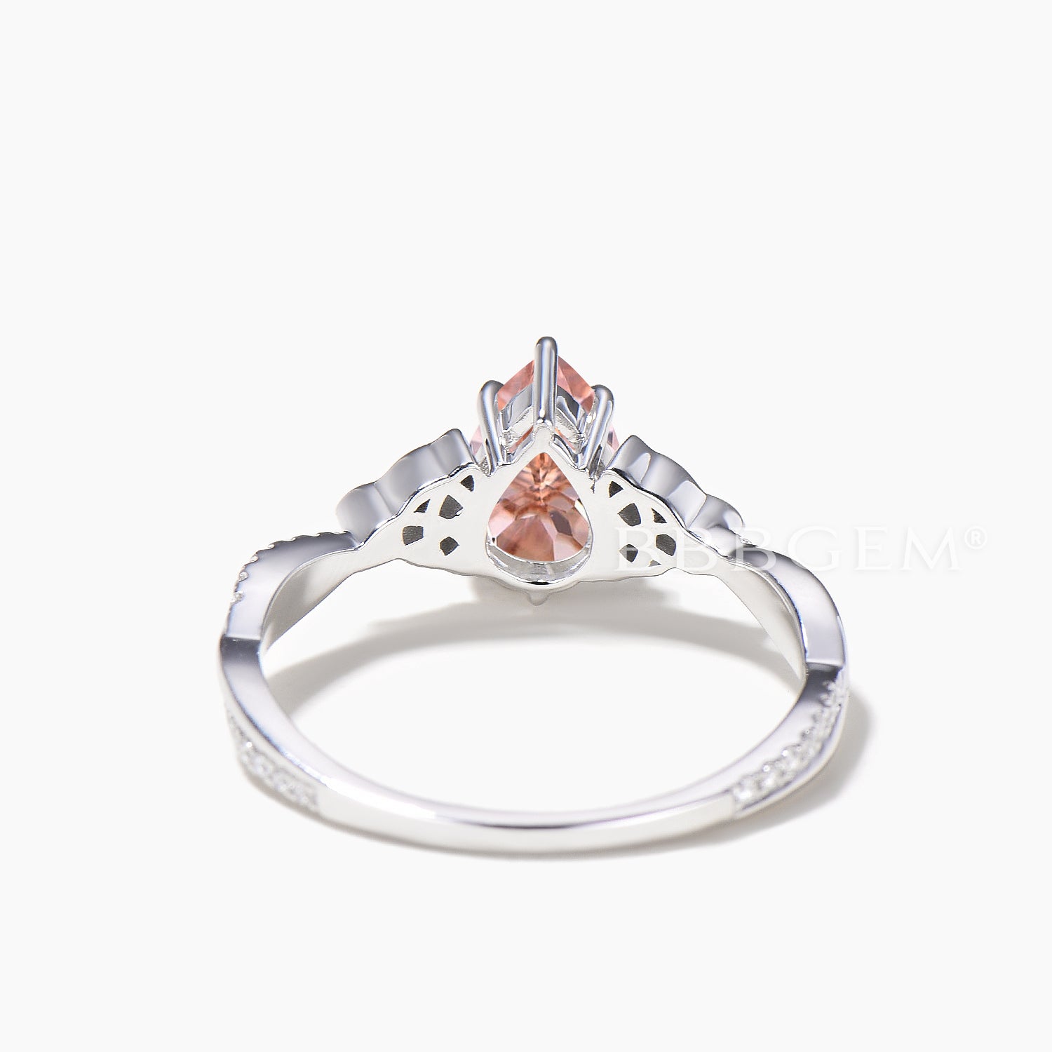 Natural Morganite Teardrop Cut Engagement Ring with Diamond Accents & Celtic Knot Design – Perfect for Weddings, Anniversaries, and Romantic Proposals
