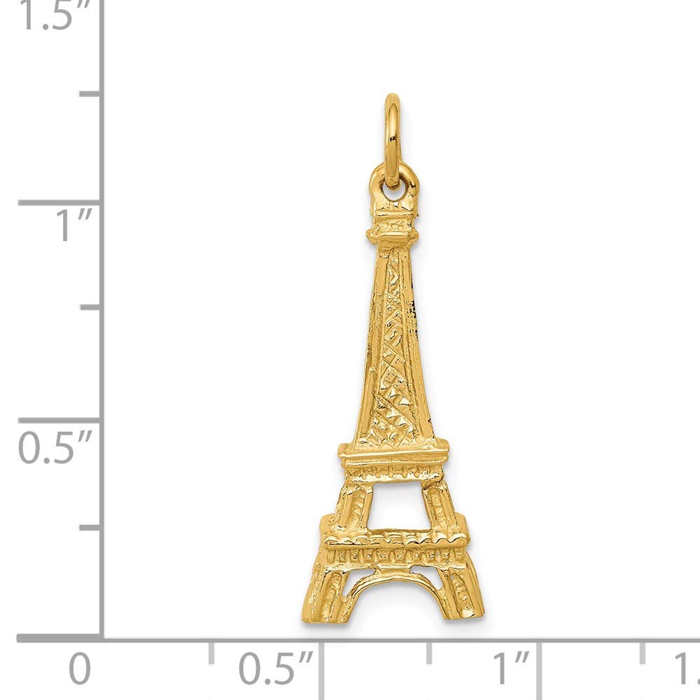 14k Yellow Gold Eiffel Tower Pendant Charm for Jewelry Making