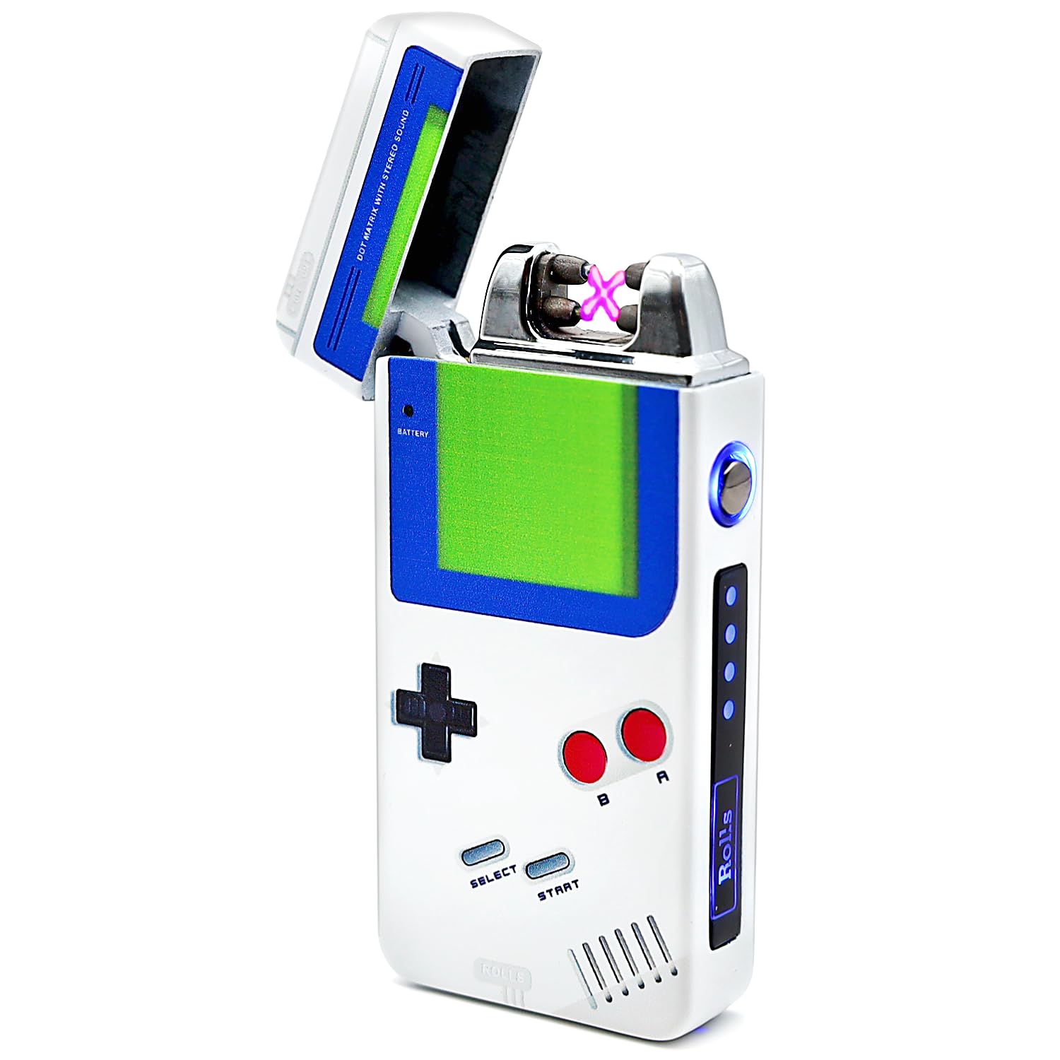 Rolls Plasma Lighter - USB Rechargeable Electric Arc Lighter (Blue Classic) | Windproof & Waterproof | Perfect for Camping, BBQ, Candle Lighting & Outdoor Adventures | Unique Retro Gamer Gift for Men & Women | Cool Gadgets & Stocking Stuffers