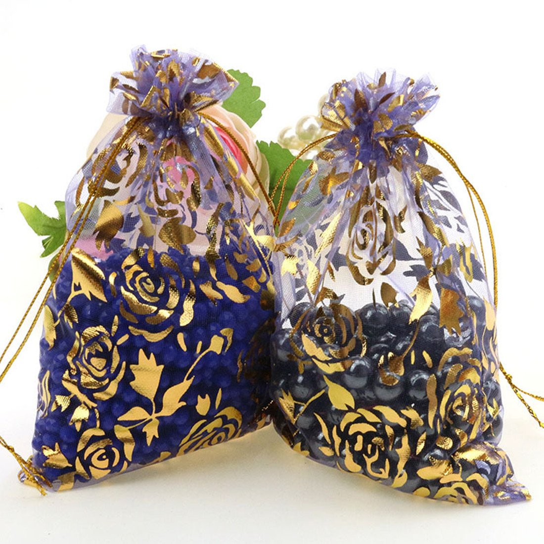 100pcs Purple Organza Wedding Favor Bags 6