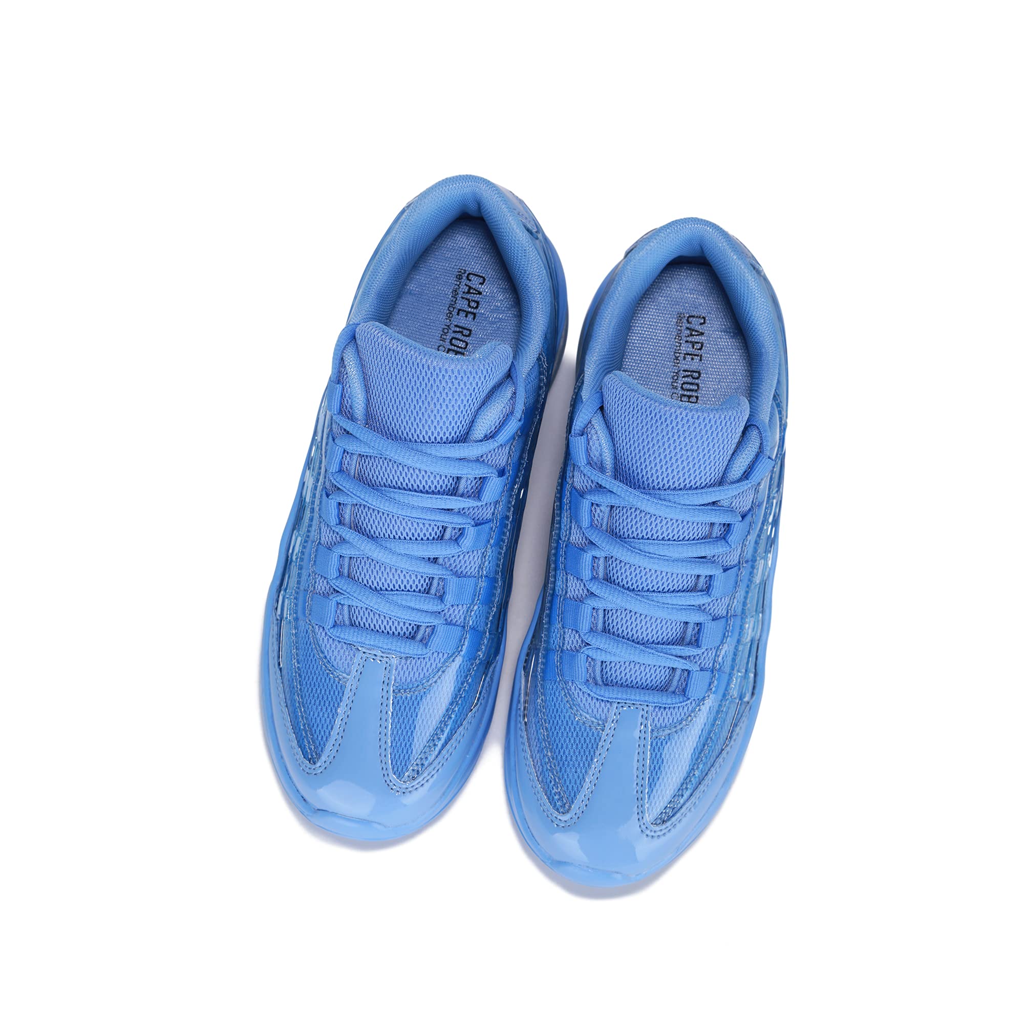 Cape Robbin Downshifter Blue Lightweight Bubble Lace-Up Fashion Sneakers for Women - Comfortable Casual Walking Shoes for Running, Gym & Everyday Wear