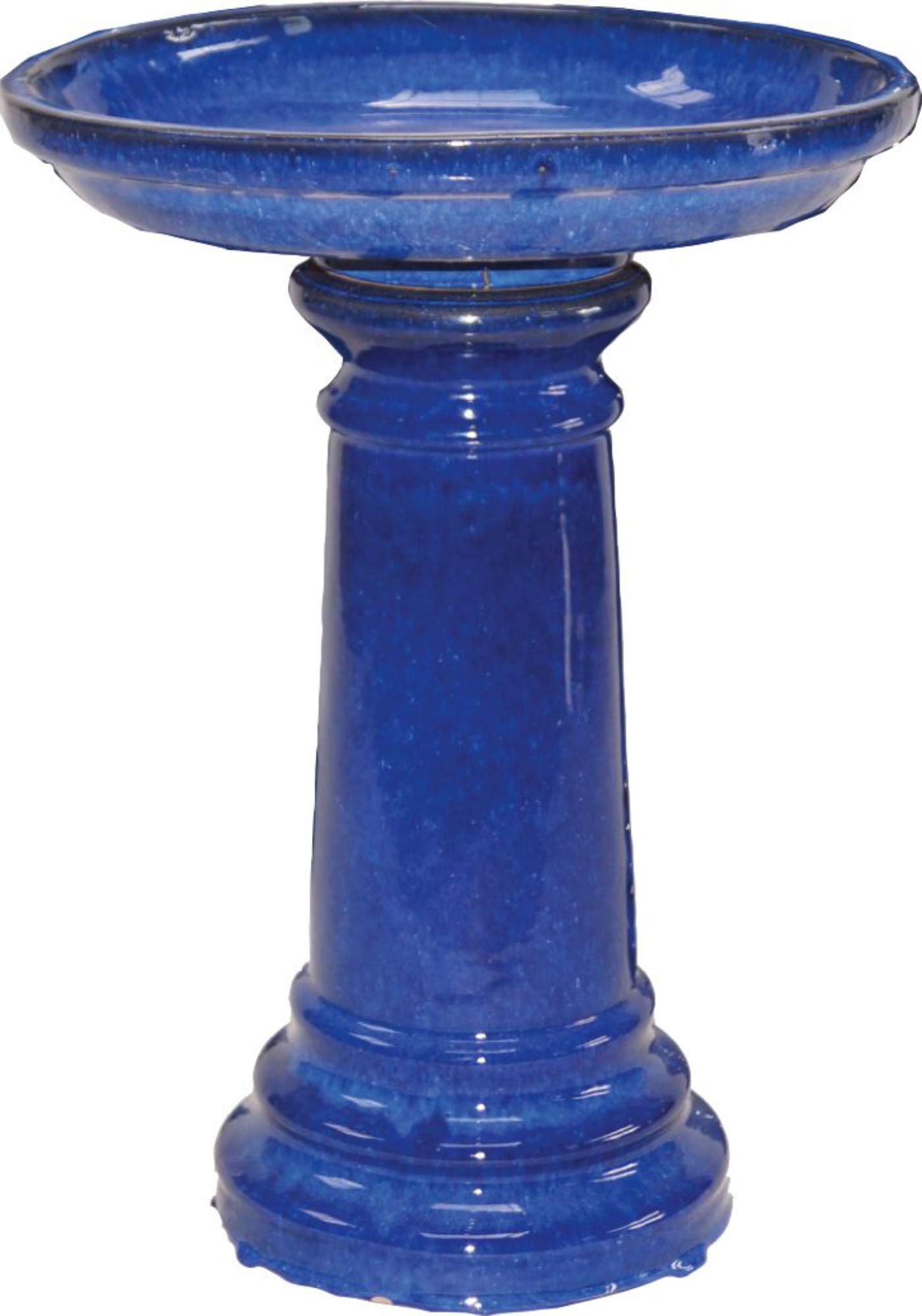Cobalt Blue Birdbath for Garden - Decorative Outdoor Bird Feeder with Water Basin - Attract Wild Birds to Your Backyard, Patio or Garden Decor