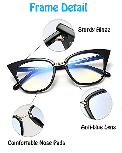 ZUVGEES 2 Pack Women's Cute Oversized Cat Eye Blue Light Blocking Reading Glasses - Computer Readers for Women - Perfect for Office Work, Screen Time & Reading Books