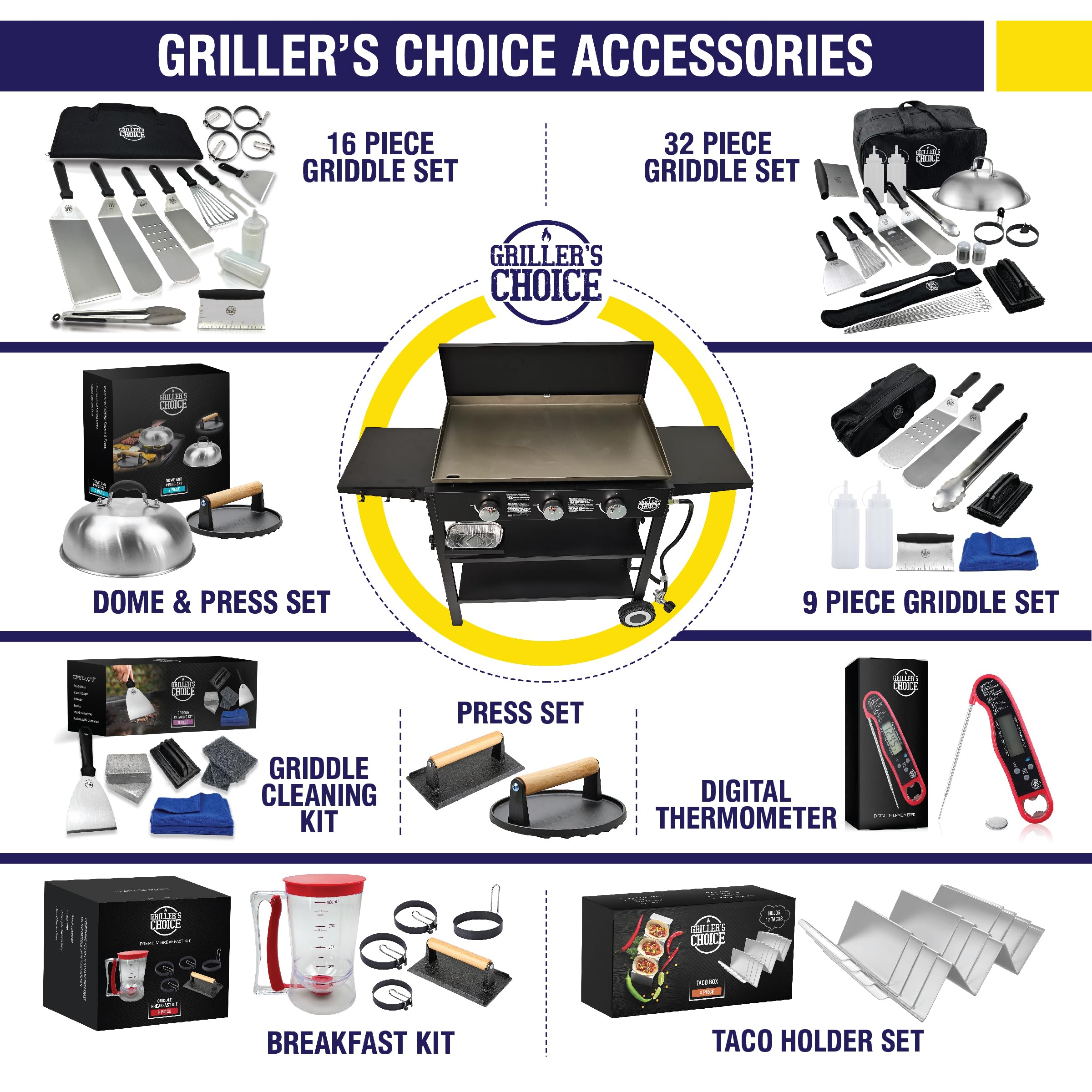 Premium Cast Iron Bacon Press & Grill Press 2-Piece Set - Heavy Duty Meat Press, Hamburger Smasher for Grilling, Griddle Cooking & BBQ - Perfect for Chefs, Home Cooks & Outdoor Enthusiasts (Ideal for Burgers, Steaks, Paninis & Breakfast Cooking)