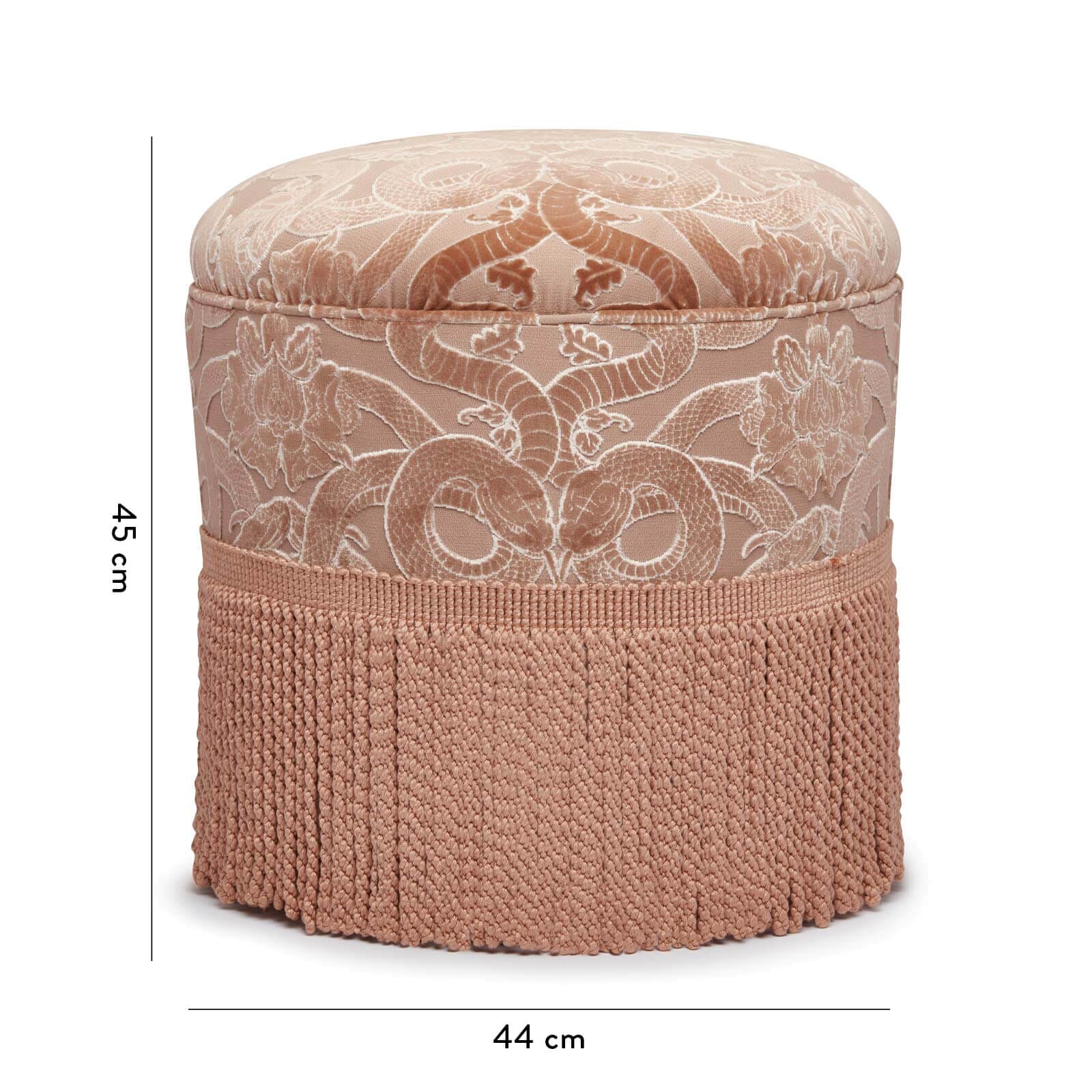 ANACONDA Cut Velvet Ottoman Pouf - Dusky Pink Footstool for Living Room, Bedroom & Home Decor