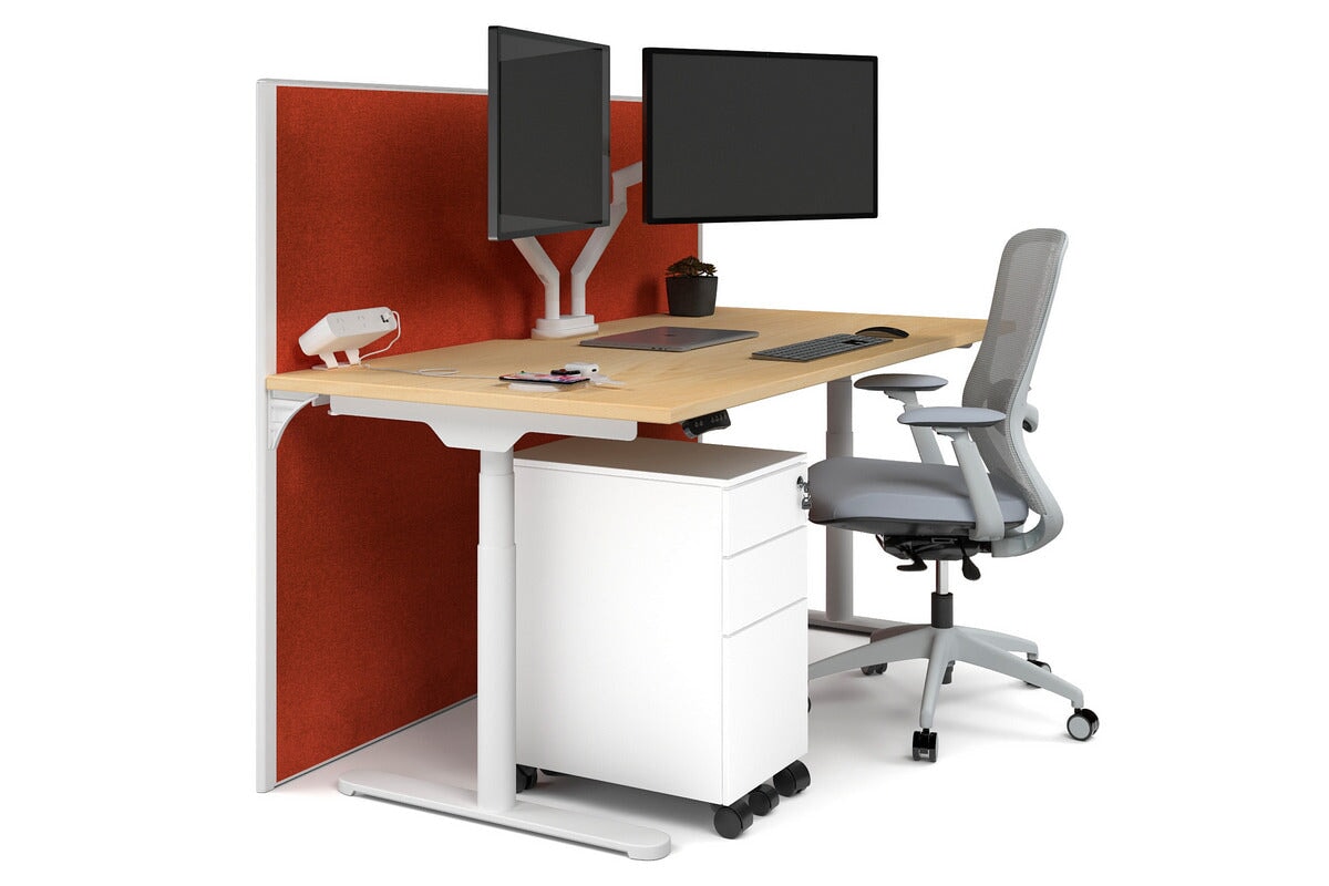Flexi Premium Height Adjustable Single Workstation Desk - 1800L x 800W with Cable Management Scallop | Ergonomic Standing Desk for Home Office & Workspace