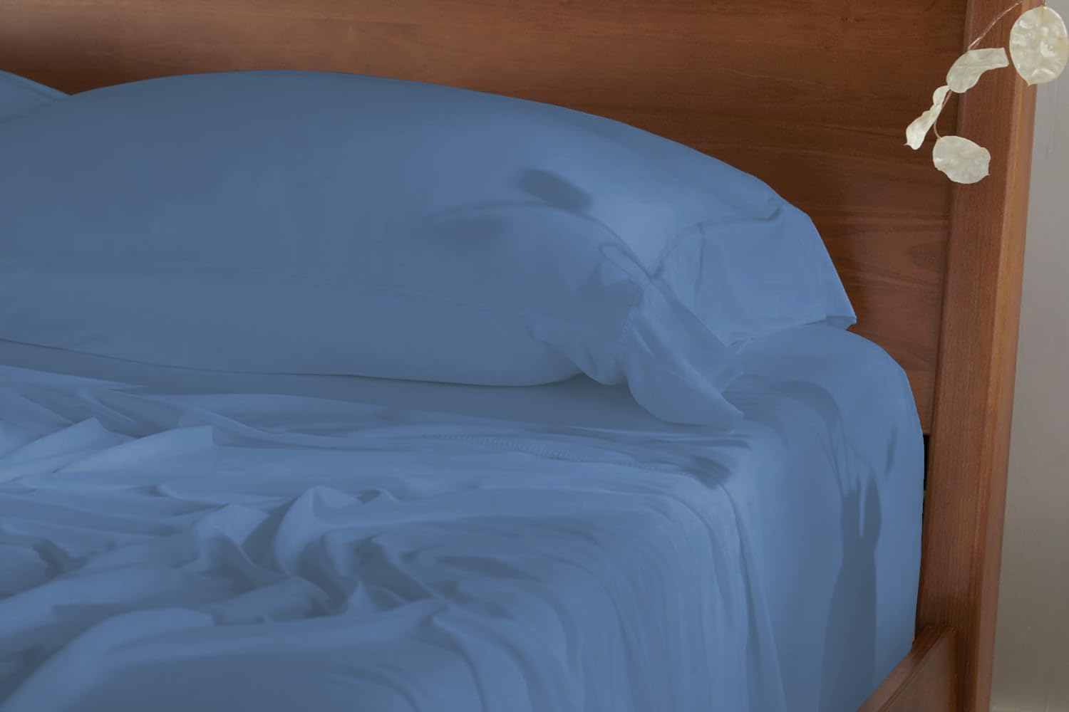 Luxury 800 Thread Count King Size Egyptian Cotton Bed Sheet Set - 6 Piece (Fitted Sheet, Flat Sheet, 4 Pillowcases) - Medium Blue Solid - 15