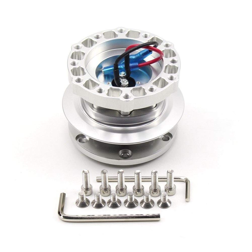 ZQALOVE ZHANGQINGAN 12-Bolt Aluminum Drift Racing Steering Wheel Quick Release Hub Adapter Kit - Compatible with ND Mugen Wheels (Silver) - Perfect for Drifting, Track Racing & Simulator Setups